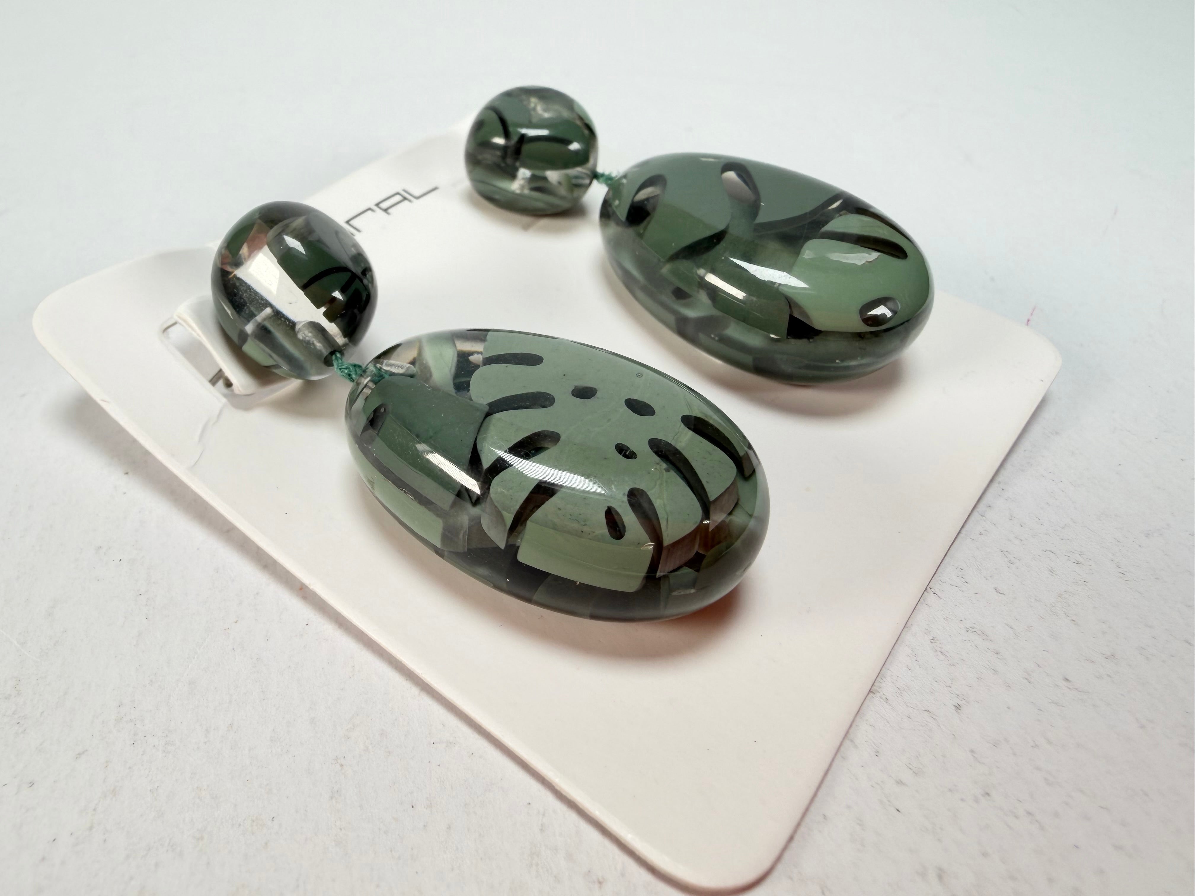 Sobral - Costela de Adão "Petrolina" Resin Earrings ( 005498 )