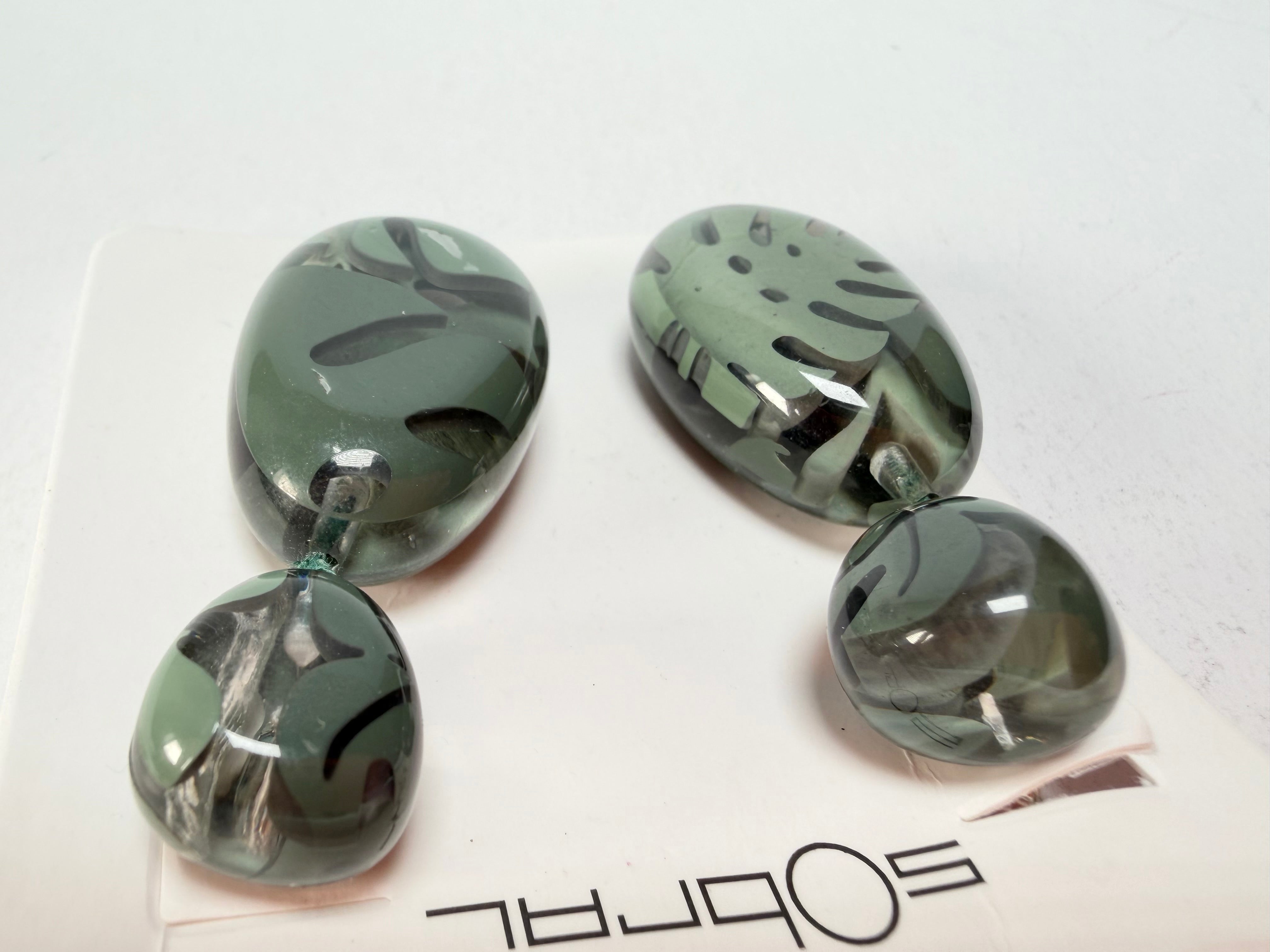 Sobral - Costela de Adão "Petrolina" Resin Earrings ( 005498 )