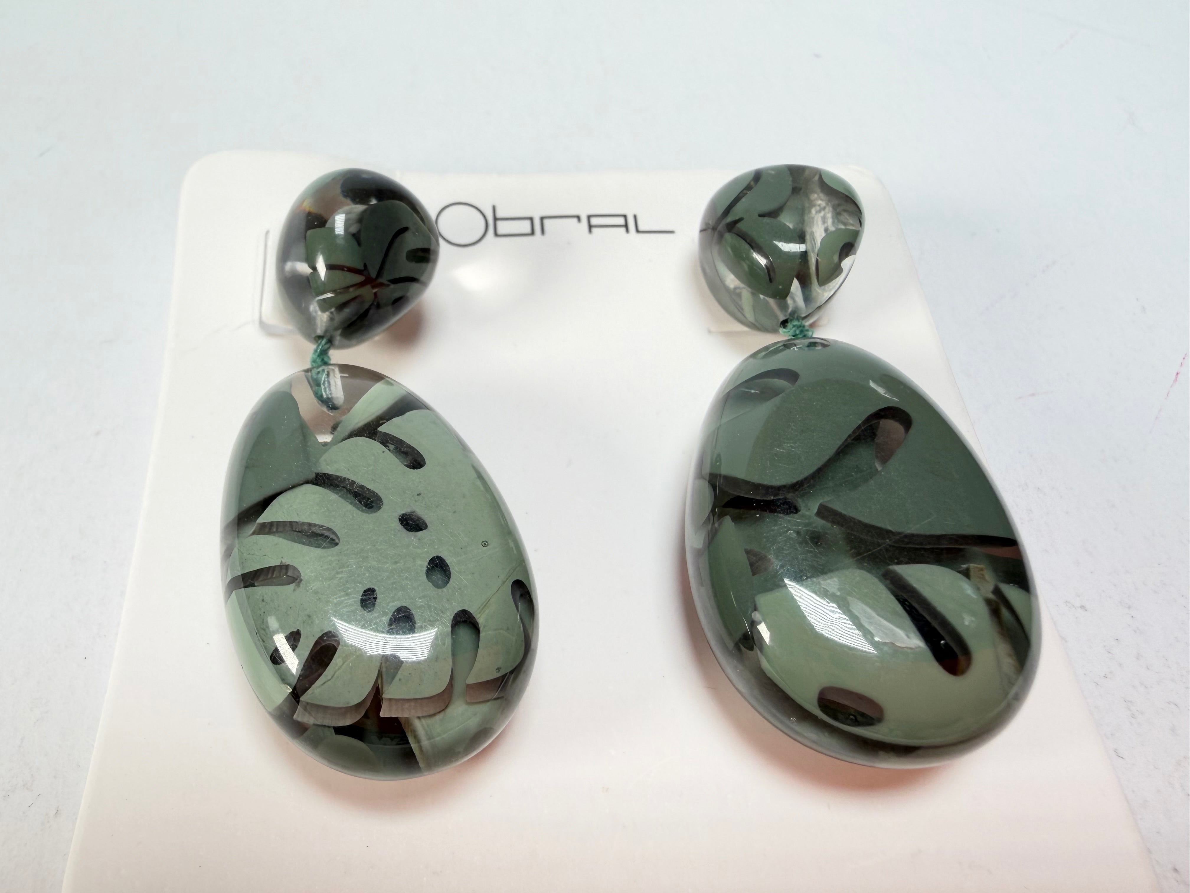 Sobral - Costela de Adão "Petrolina" Resin Earrings ( 005498 )