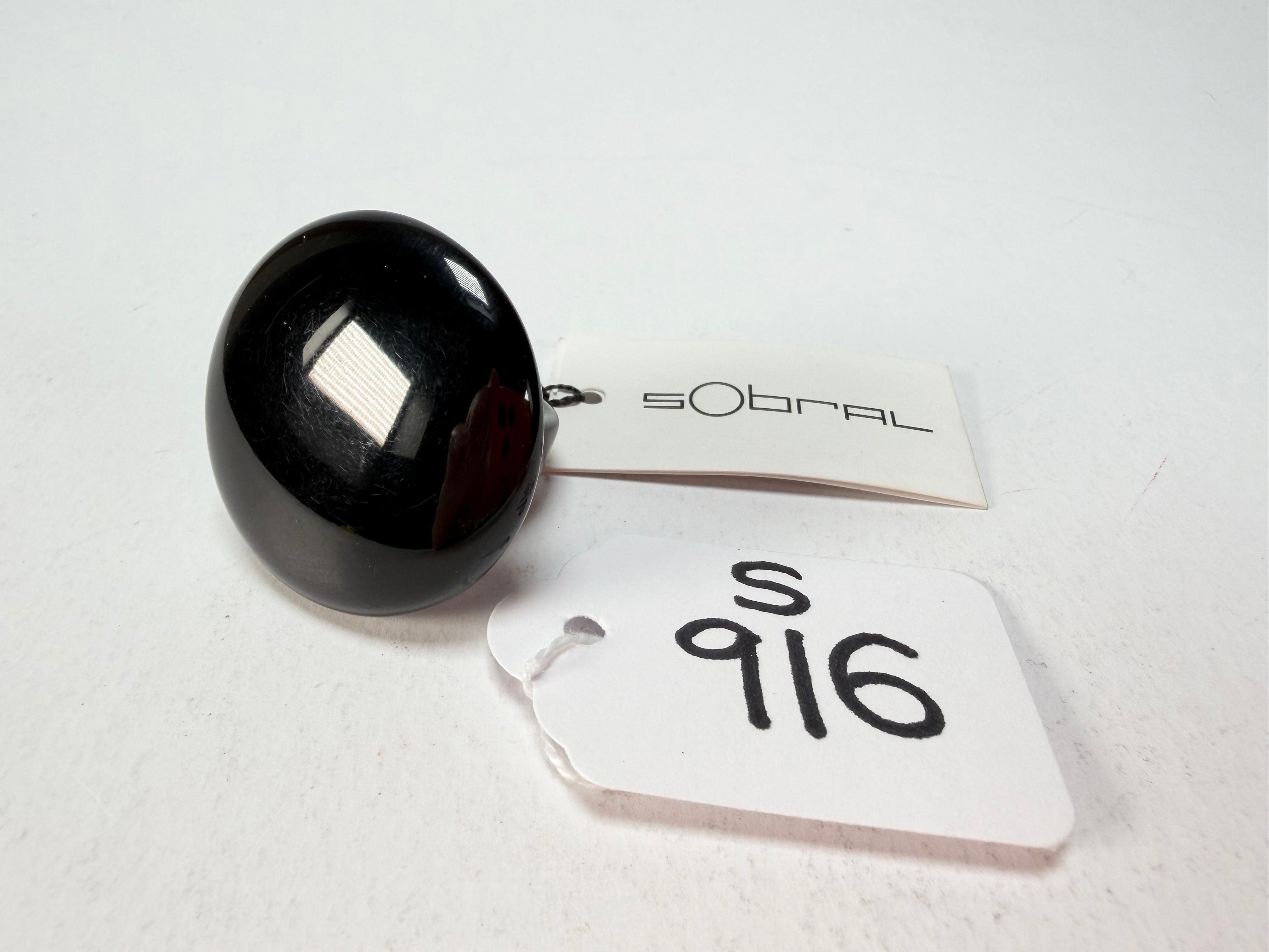 Sobral - Preto "Bead" Black Resin Ring ( 004764 ) - Size UK U / US 10