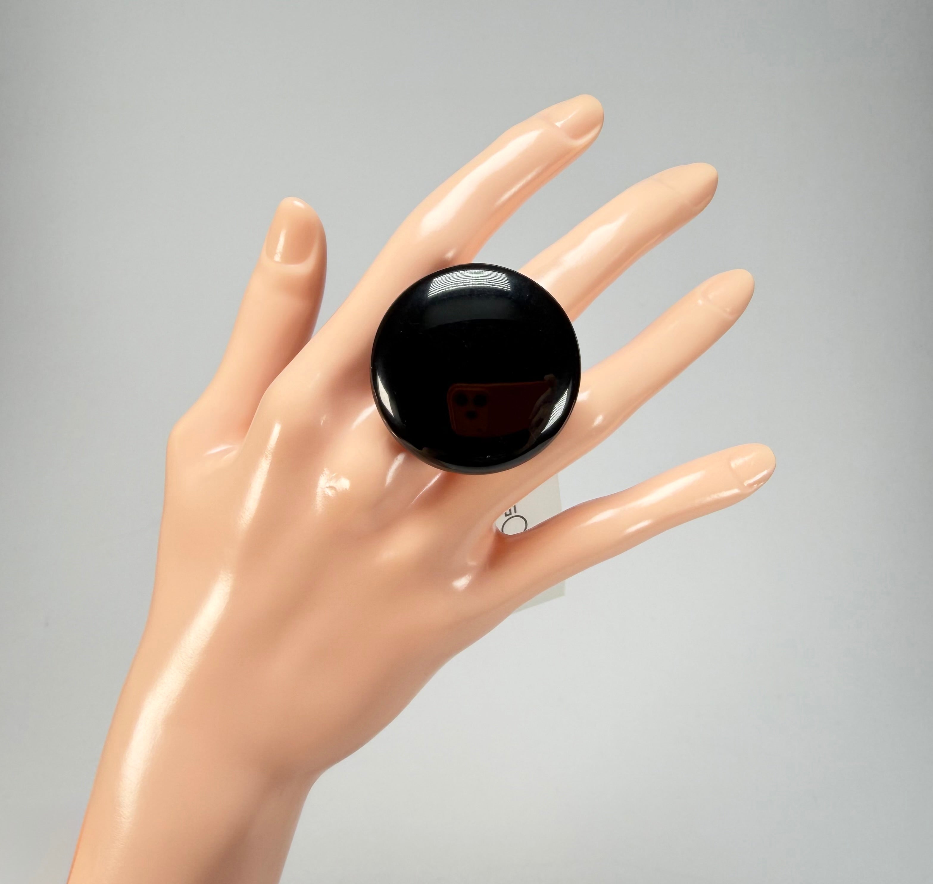 Sobral - Preto "Bead" Black Resin Ring ( 004764 ) - Size UK U / US 10