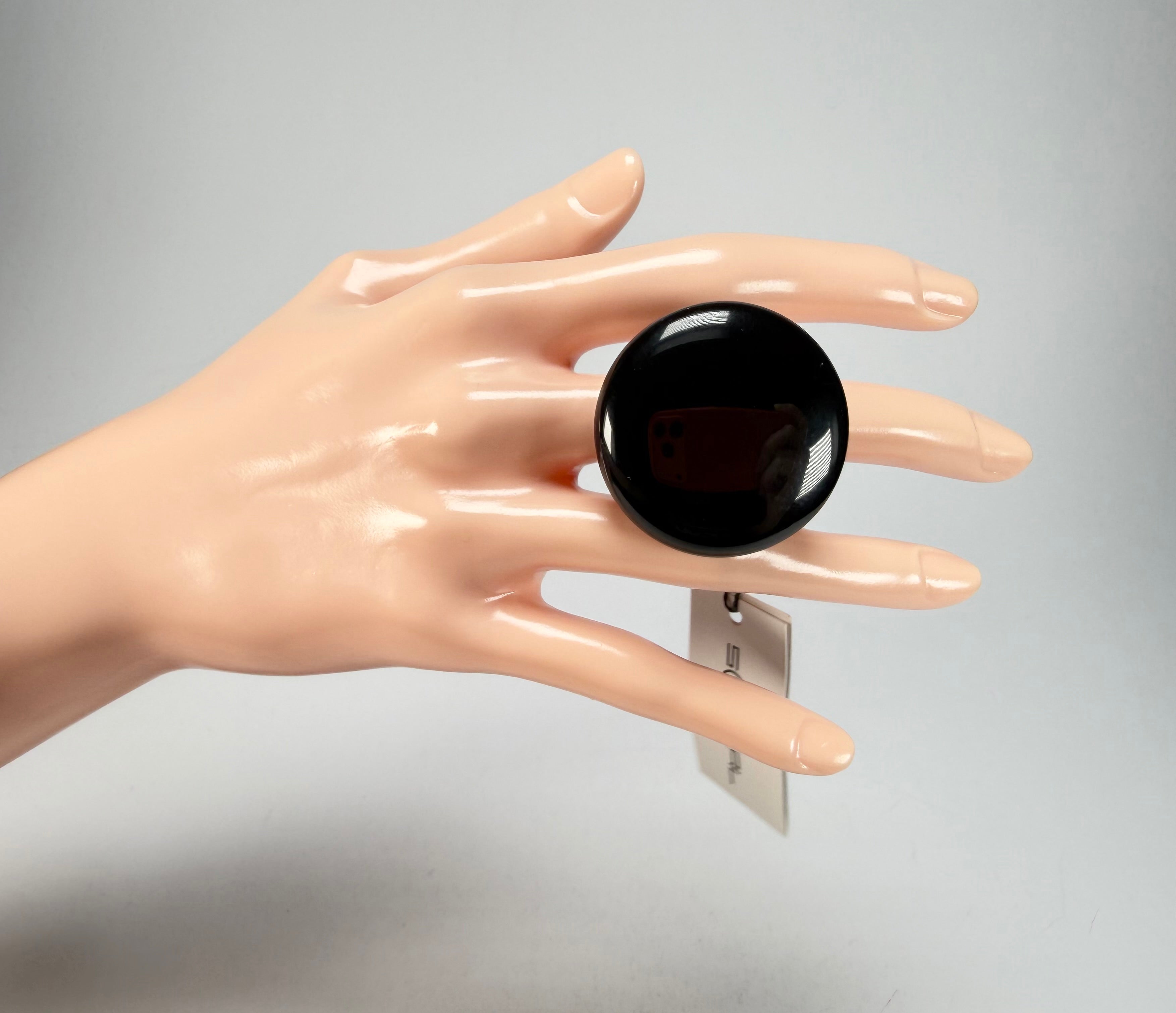 Sobral - Preto "Bead" Black Resin Ring ( 004764 ) - Size UK U / US 10