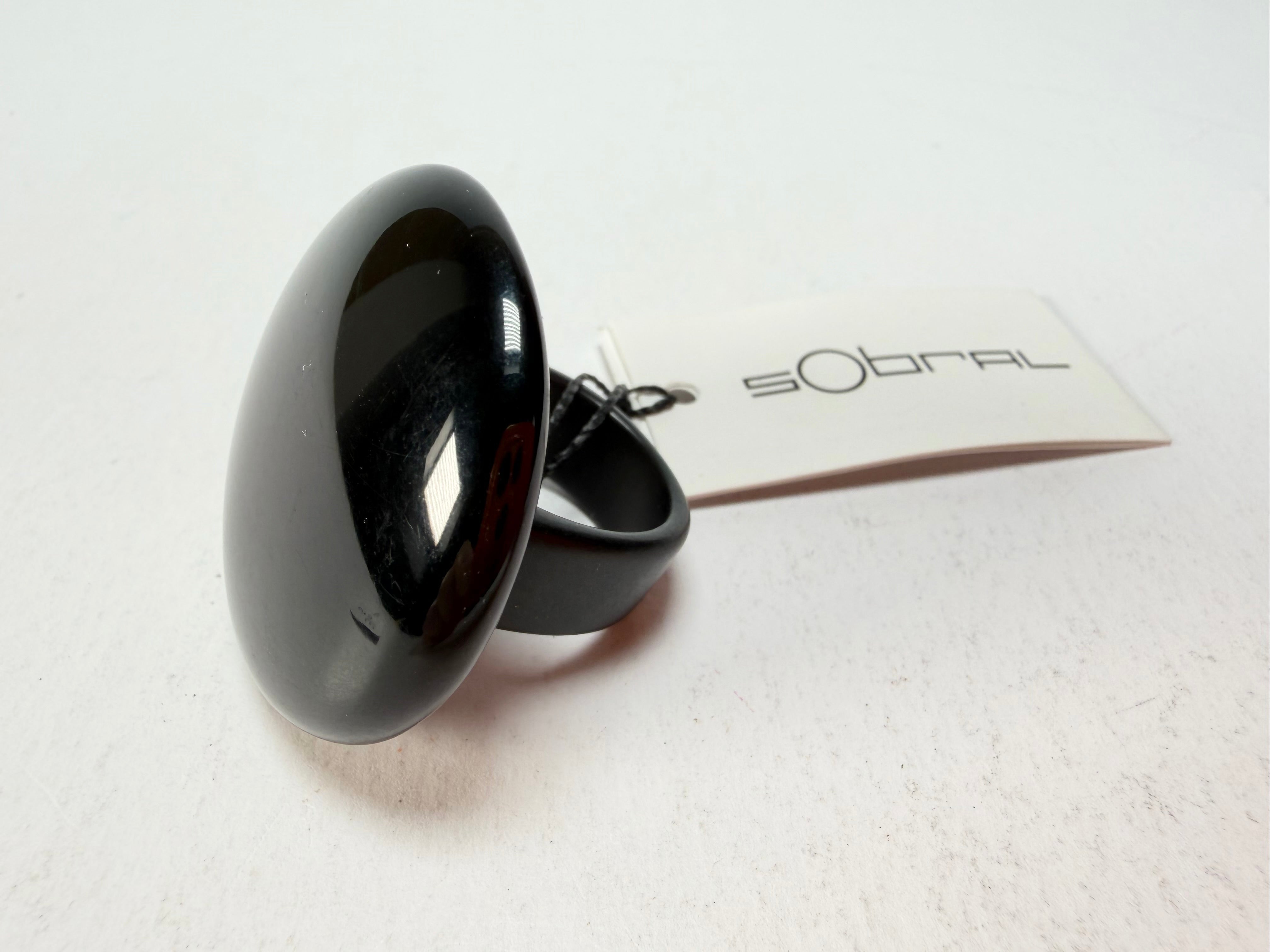 Sobral - Preto "Bead" Black Resin Ring ( 004764 ) - Size UK U / US 10