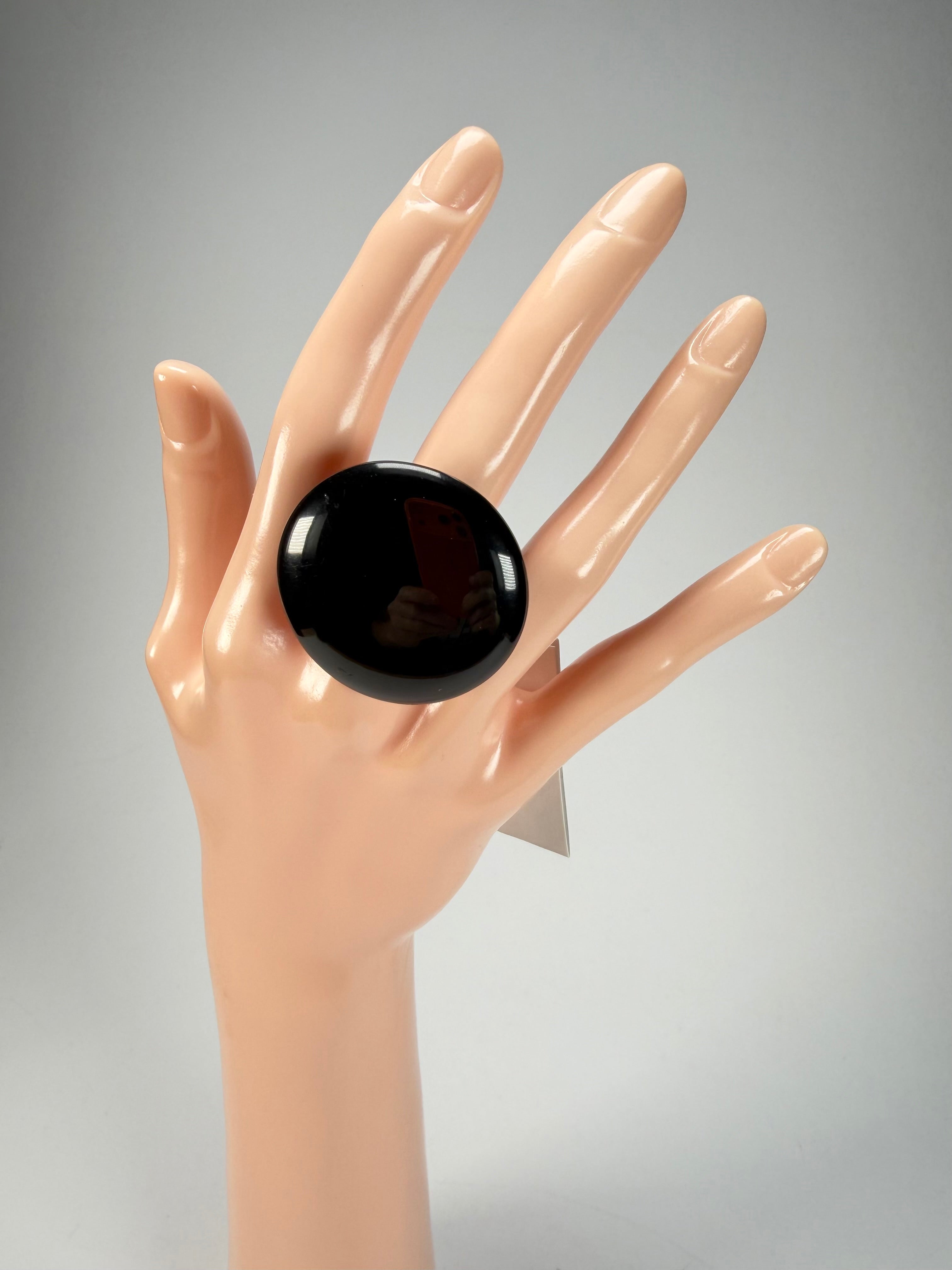 Sobral - Preto "Bead" Black Resin Ring ( 004764 ) - Size UK U / US 10