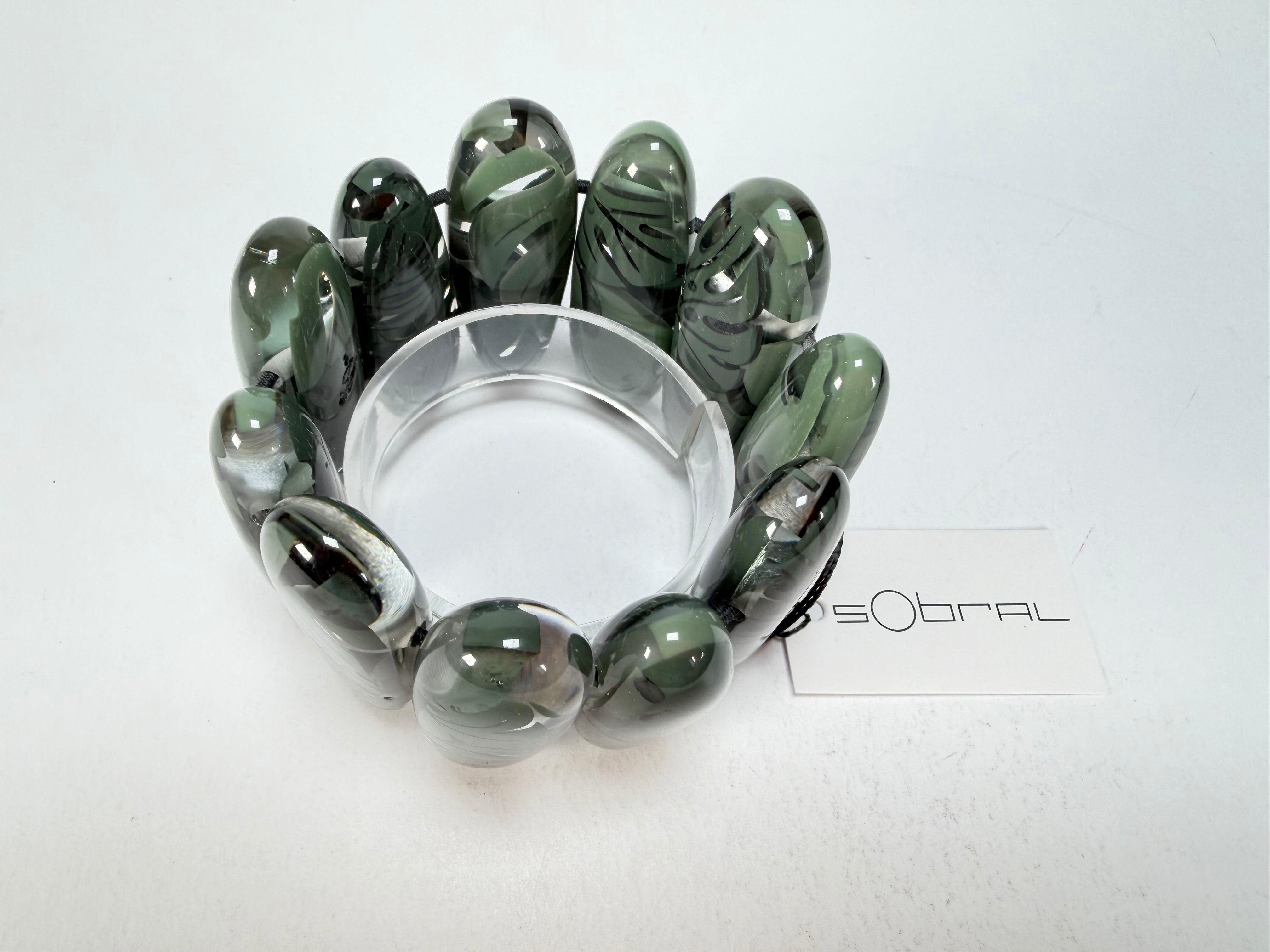 Sobral - Costela de Adão "Leaf" Elasticated Resin Bracelet ( 005520 )