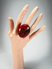 Sobral - Metalique Orlando "Super" Red Resin Ring ( 004337 ) - Size UK O / US 7