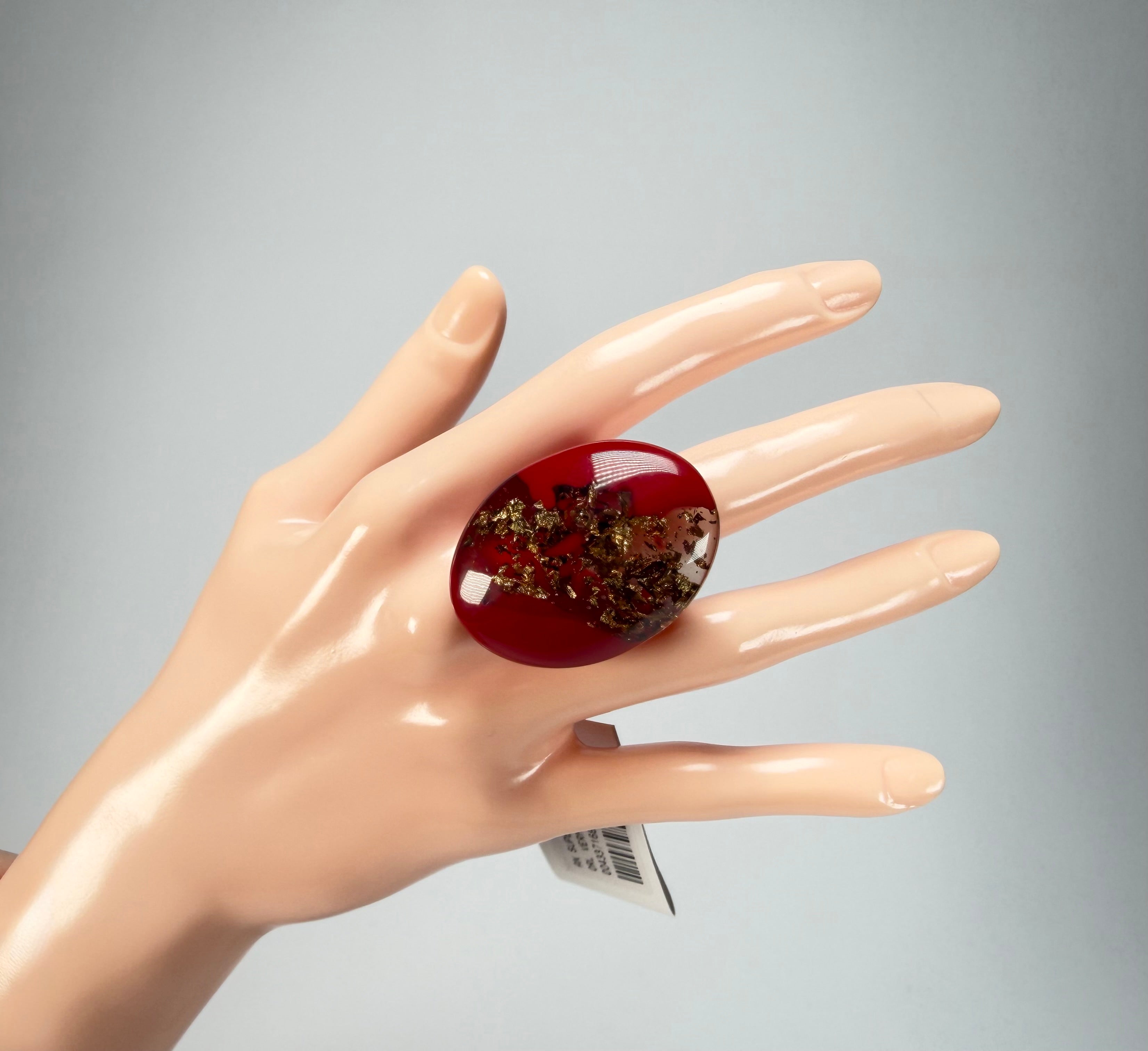 Sobral - Metalique Orlando "Super" Red Resin Ring ( 004337 ) - Size UK O / US 7