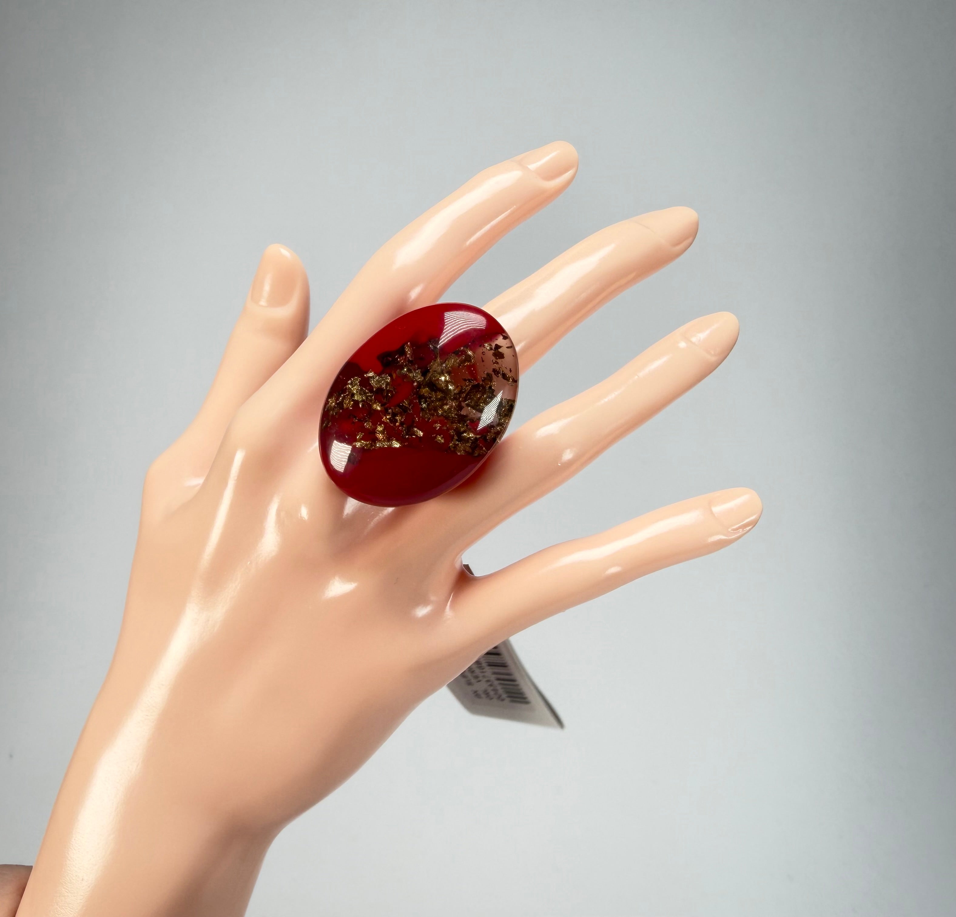 Sobral - Metalique Orlando "Super" Red Resin Ring ( 004337 ) - Size UK O / US 7