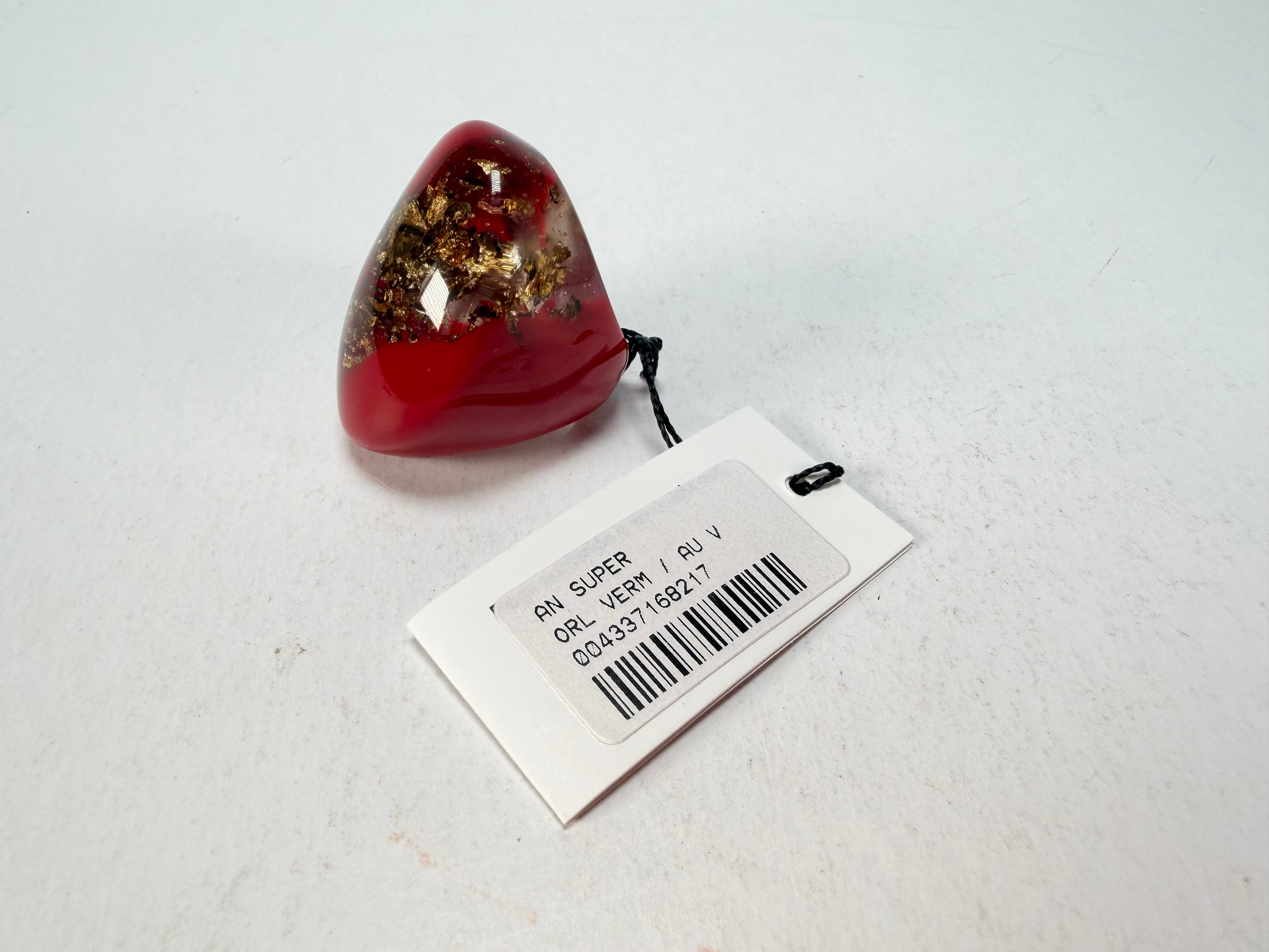 Sobral - Metalique Orlando "Super" Red Resin Ring ( 004337 ) - Size UK O / US 7