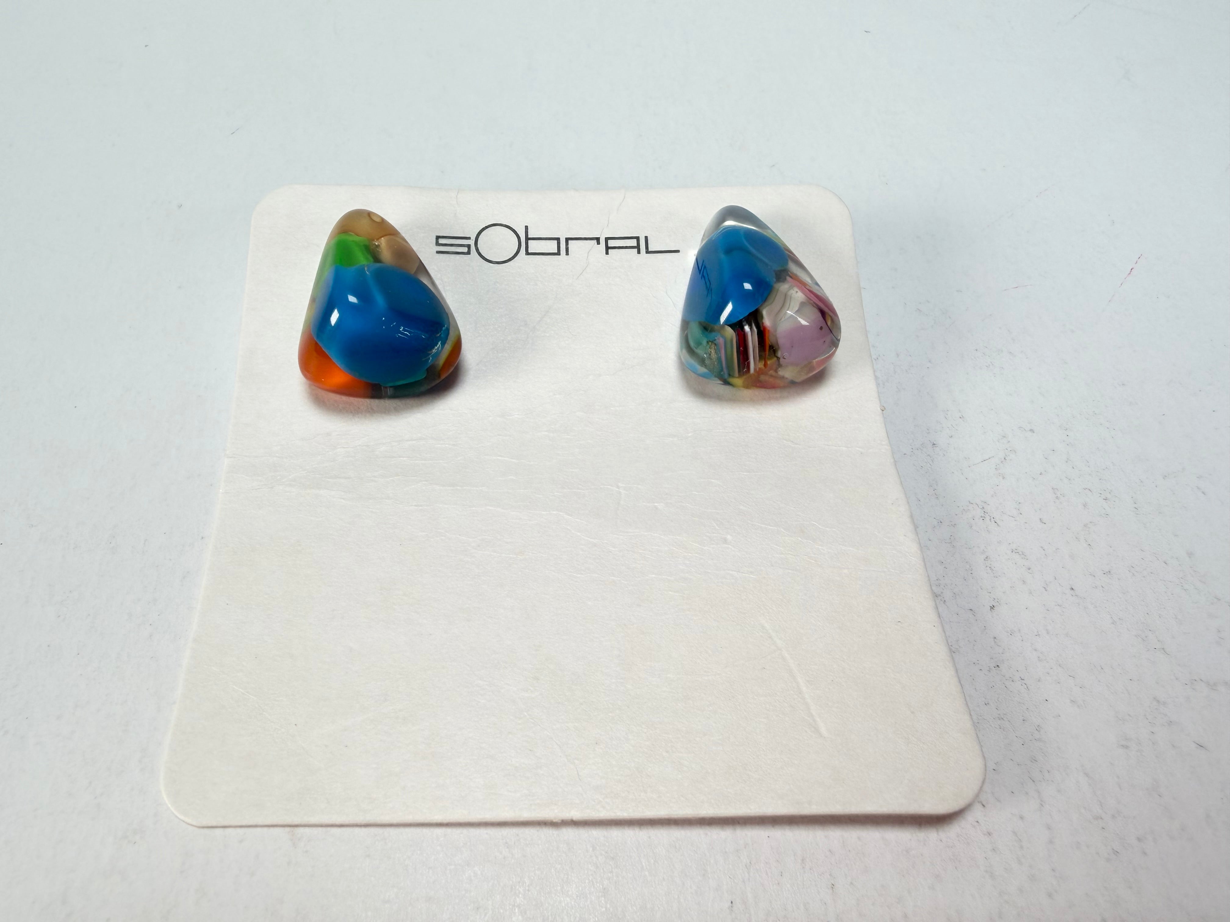 Sobral - Past Present "Pequeno Diamante" Resin Earrings ( 003600 )