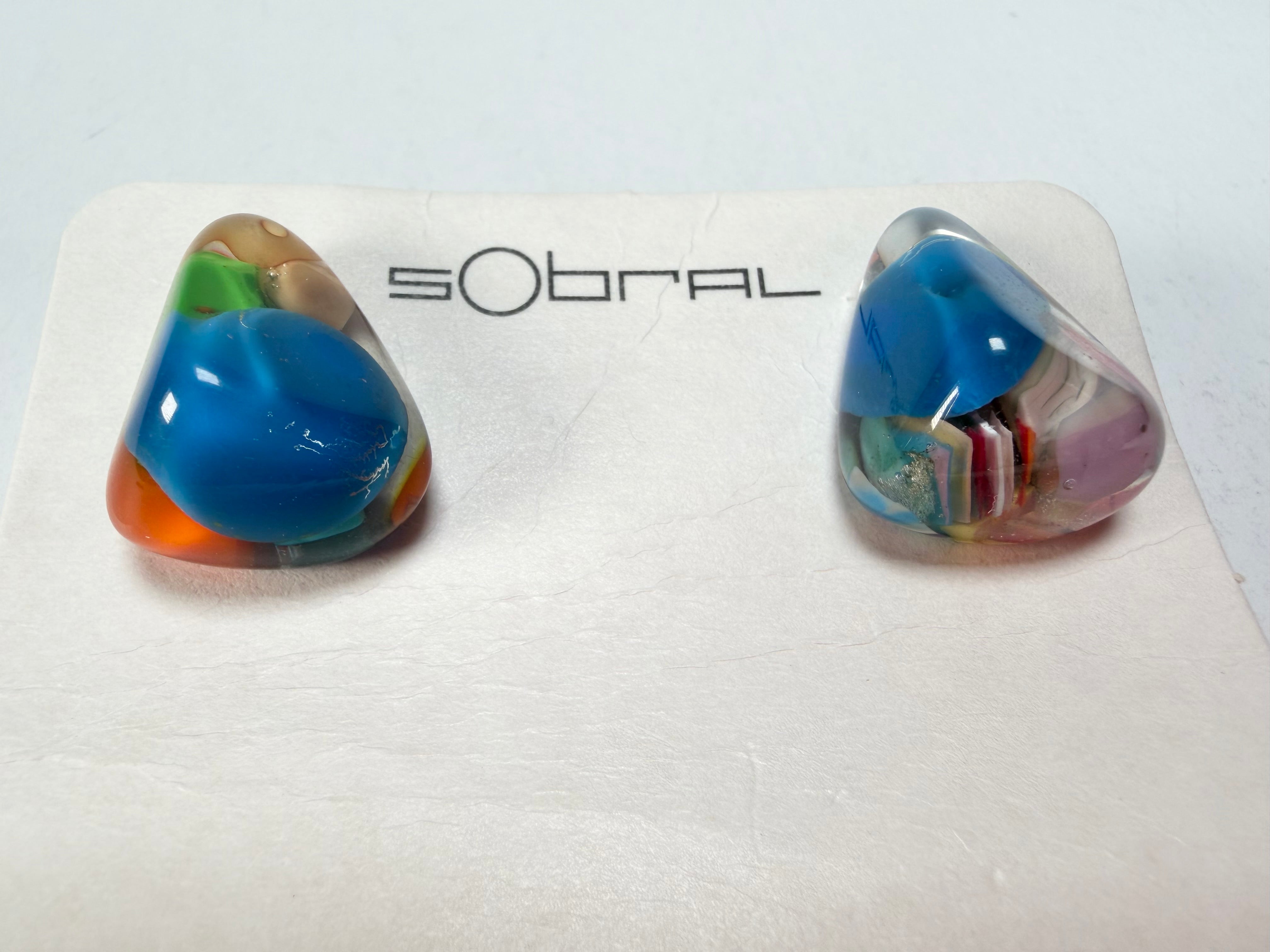 Sobral - Past Present "Pequeno Diamante" Resin Earrings ( 003600 )