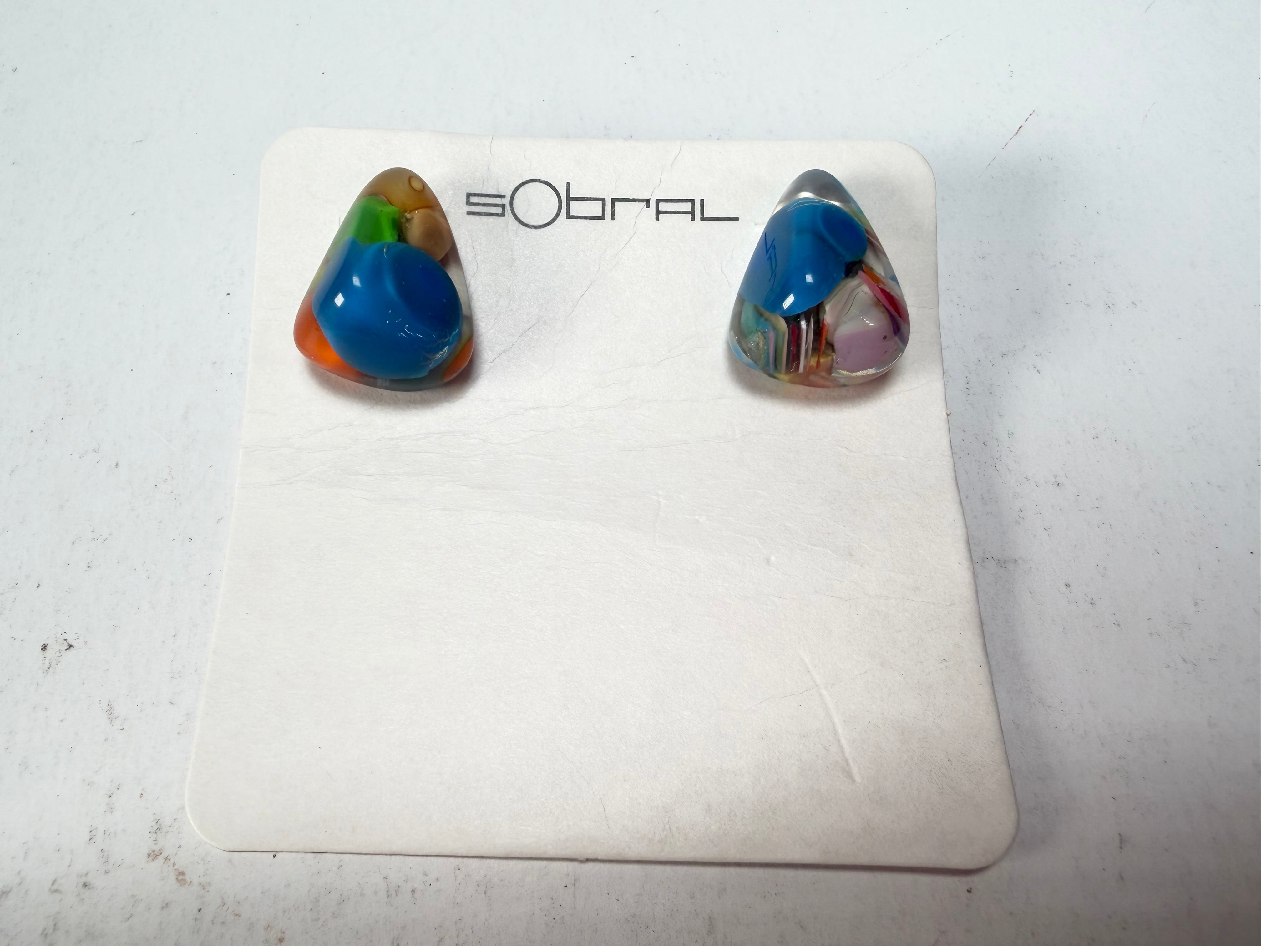 Sobral - Past Present "Pequeno Diamante" Resin Earrings ( 003600 )