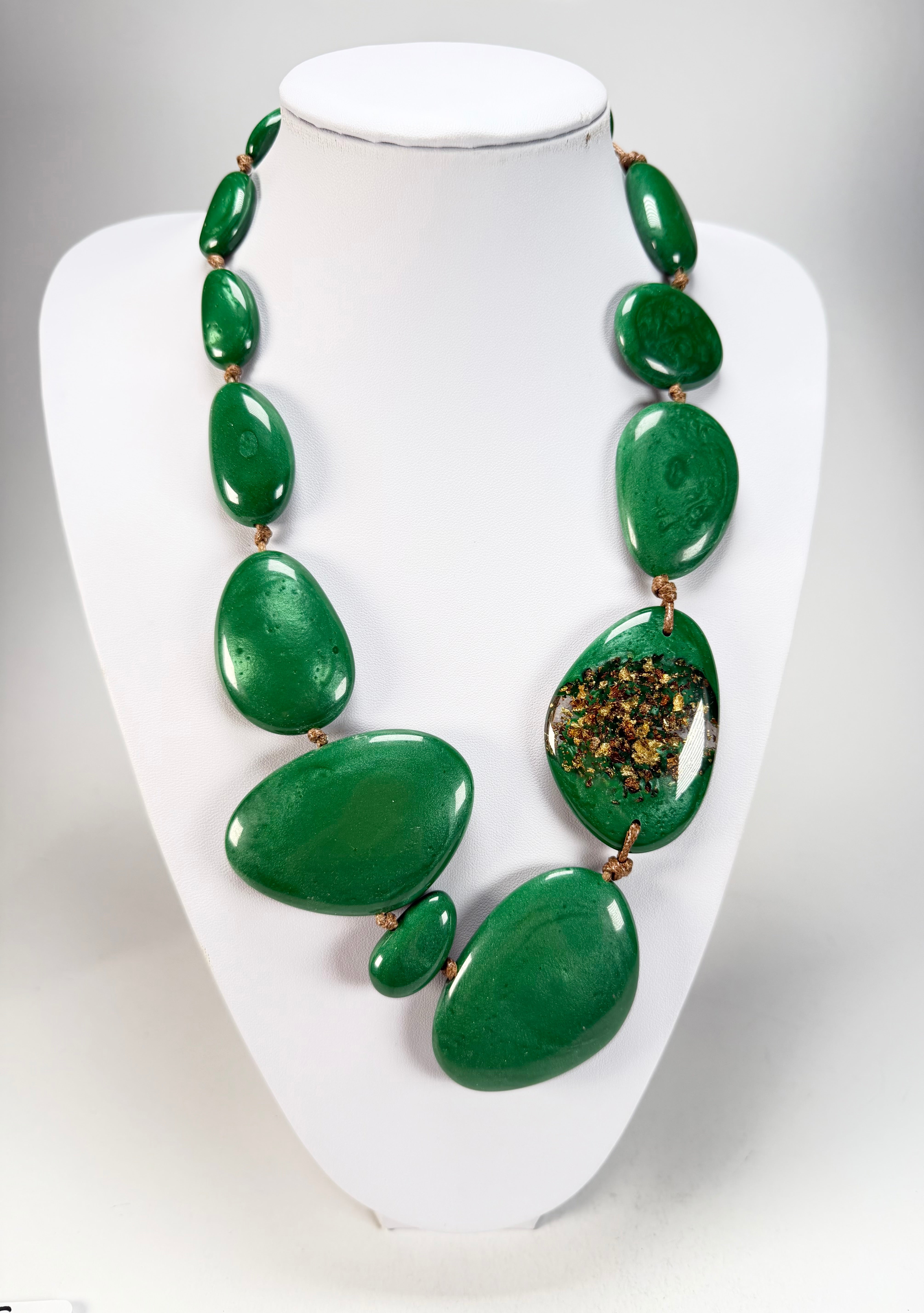 Sobral - Metalique Orlando "Carcassonne" Green Resin Necklace ( 004241 )