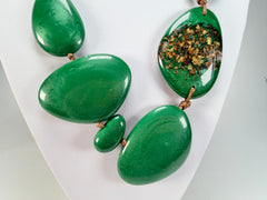 Sobral - Metalique Orlando "Carcassonne" Green Resin Necklace ( 004241 )