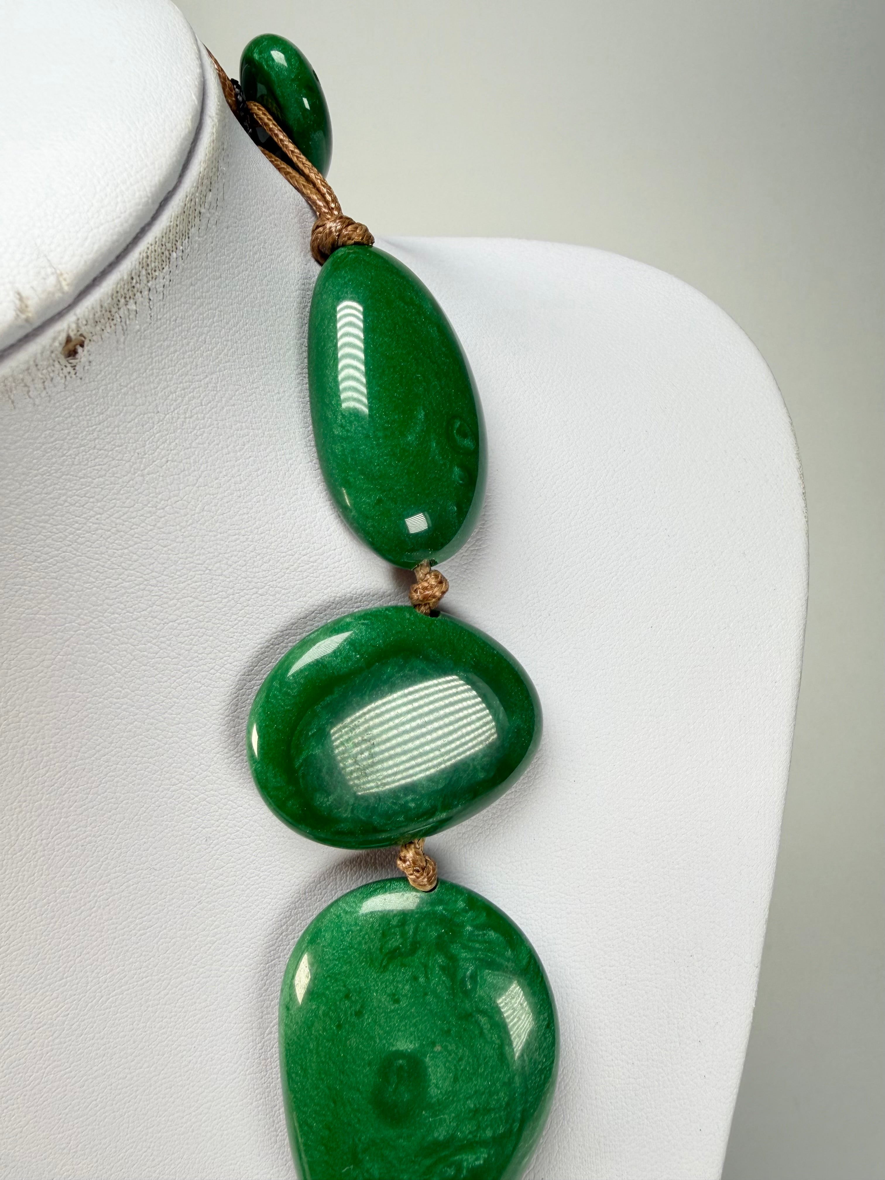 Sobral - Metalique Orlando "Carcassonne" Green Resin Necklace ( 004241 )