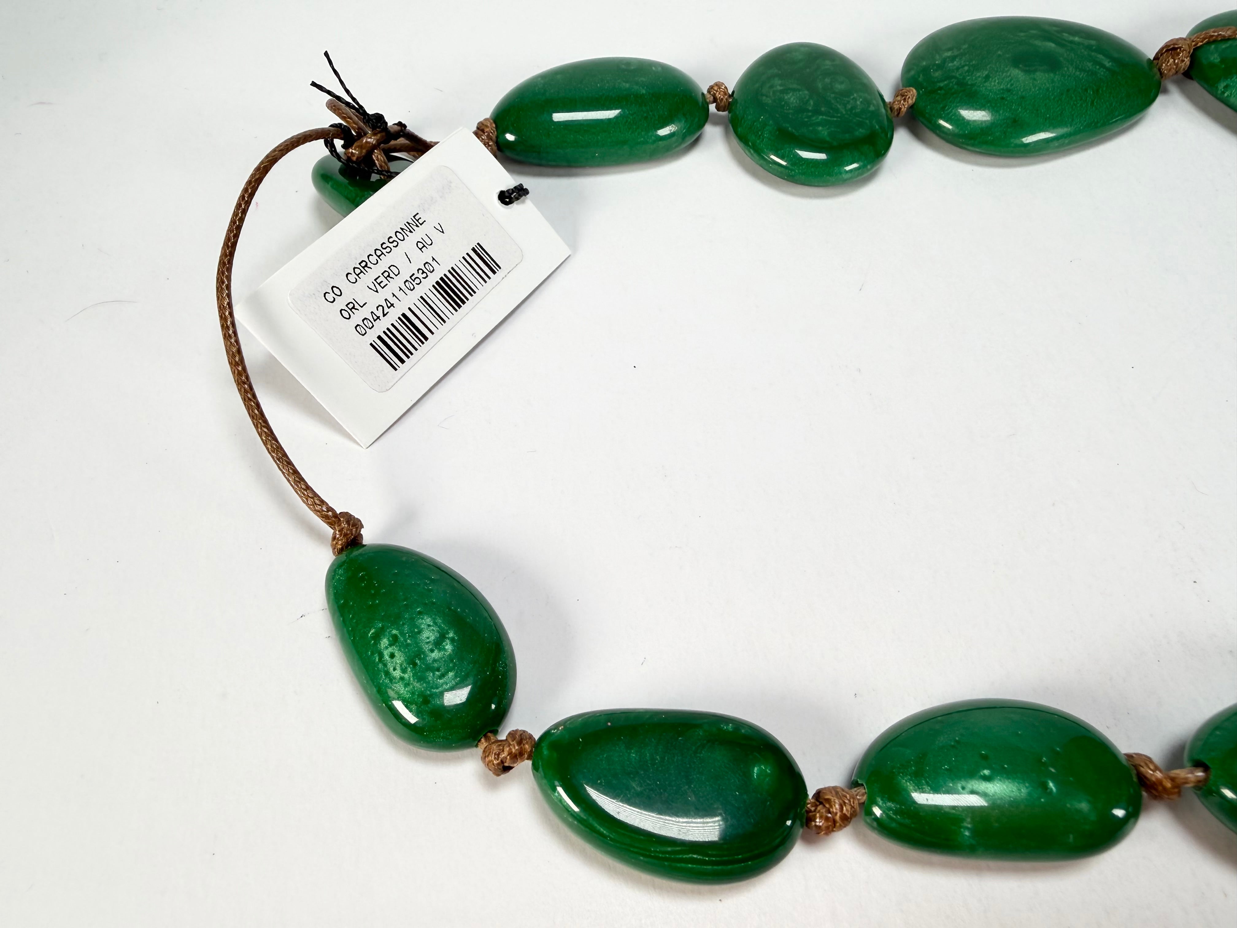 Sobral - Metalique Orlando "Carcassonne" Green Resin Necklace ( 004241 )