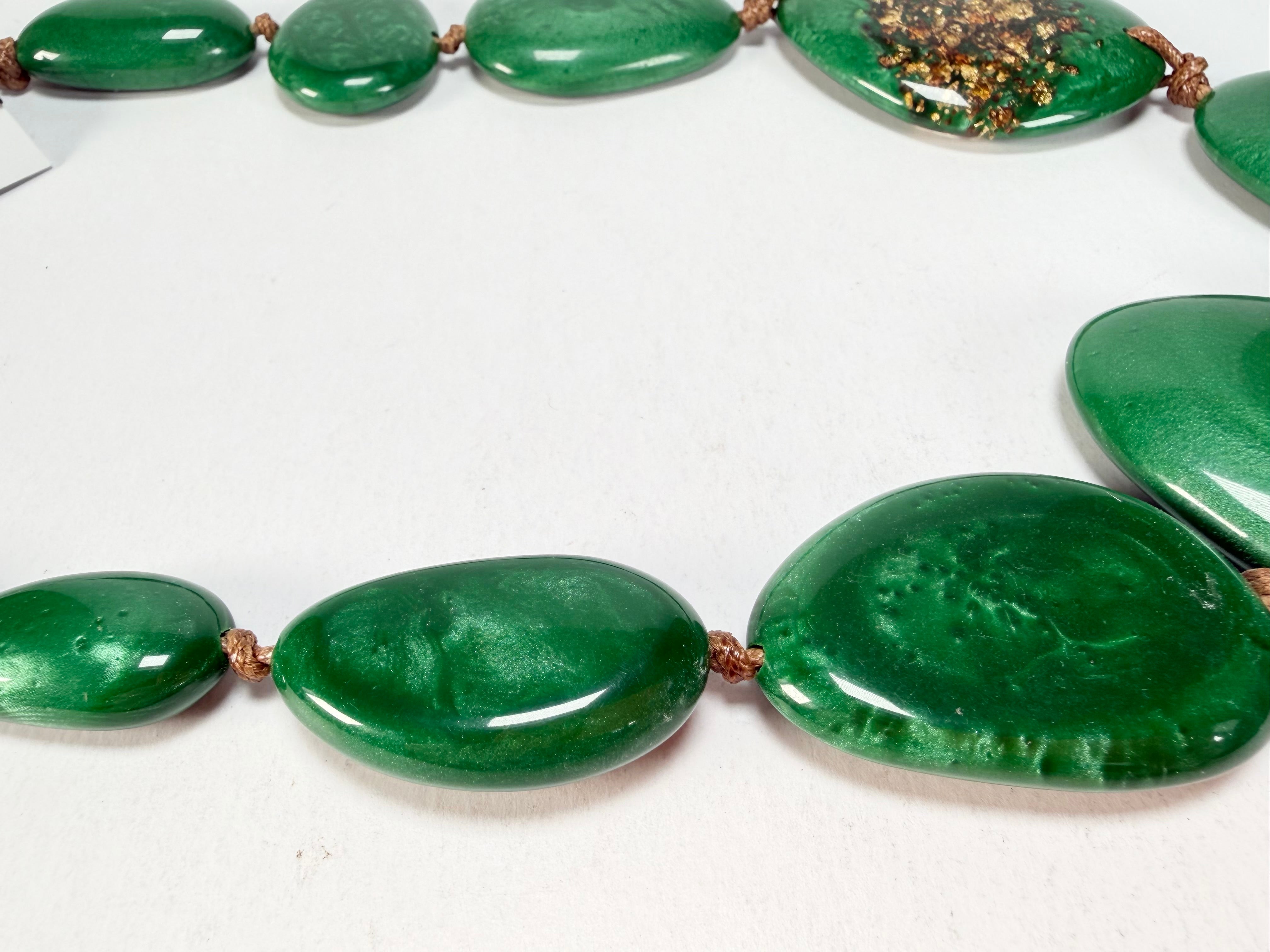 Sobral - Metalique Orlando "Carcassonne" Green Resin Necklace ( 004241 )