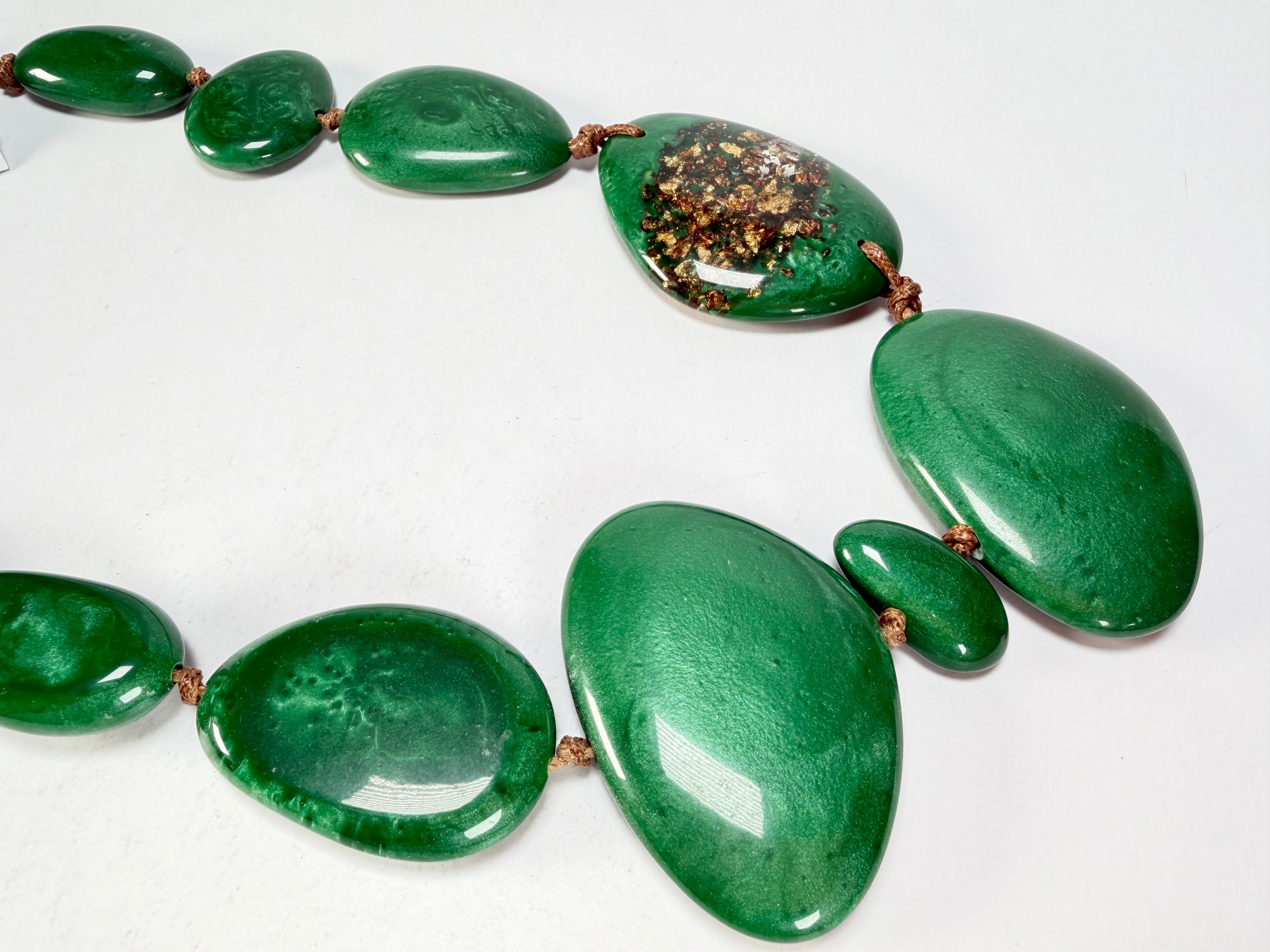 Sobral - Metalique Orlando "Carcassonne" Green Resin Necklace ( 004241 )