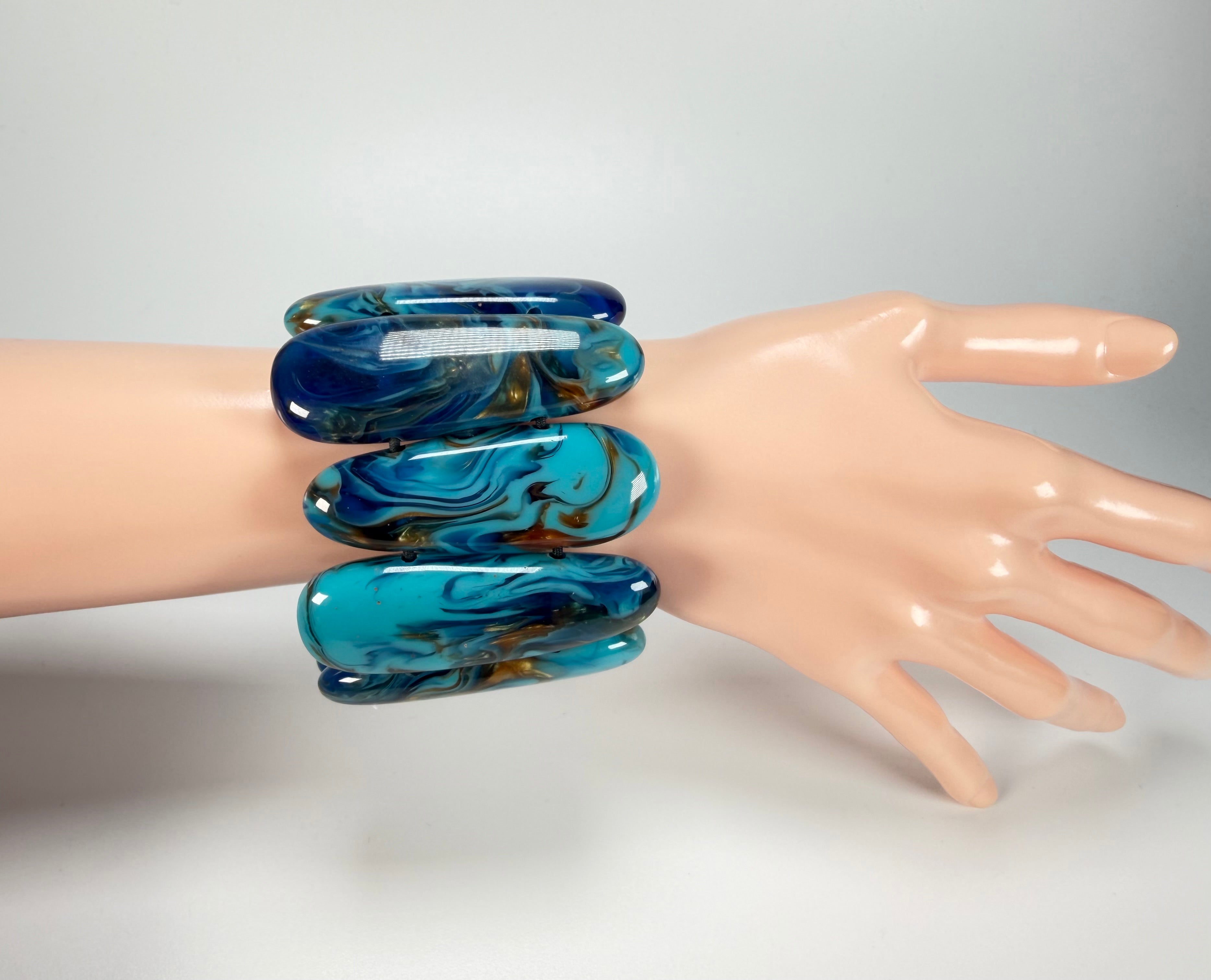 Sobral - Noite Estrelada "Leaf" Elasticated Resin Bracelet ( 005520 )