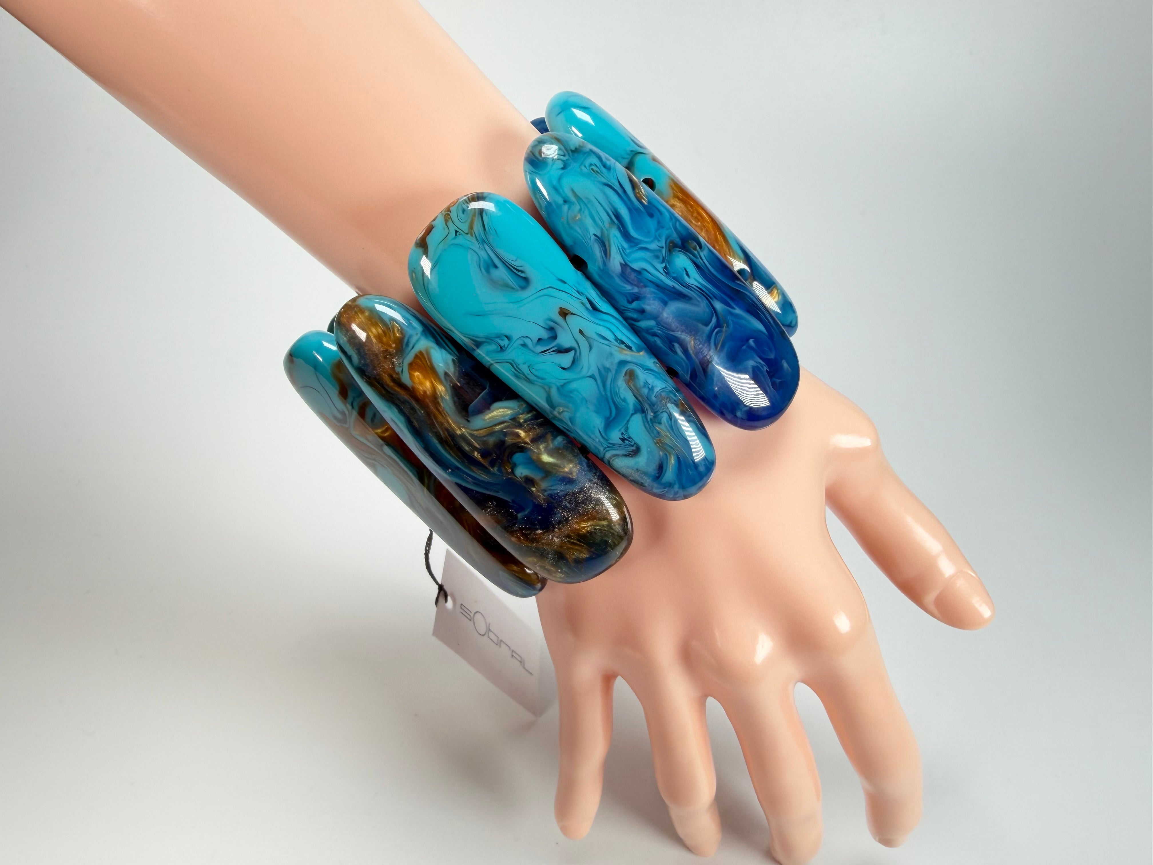 Sobral - Noite Estrelada "Leaf" Elasticated Resin Bracelet ( 005520 )