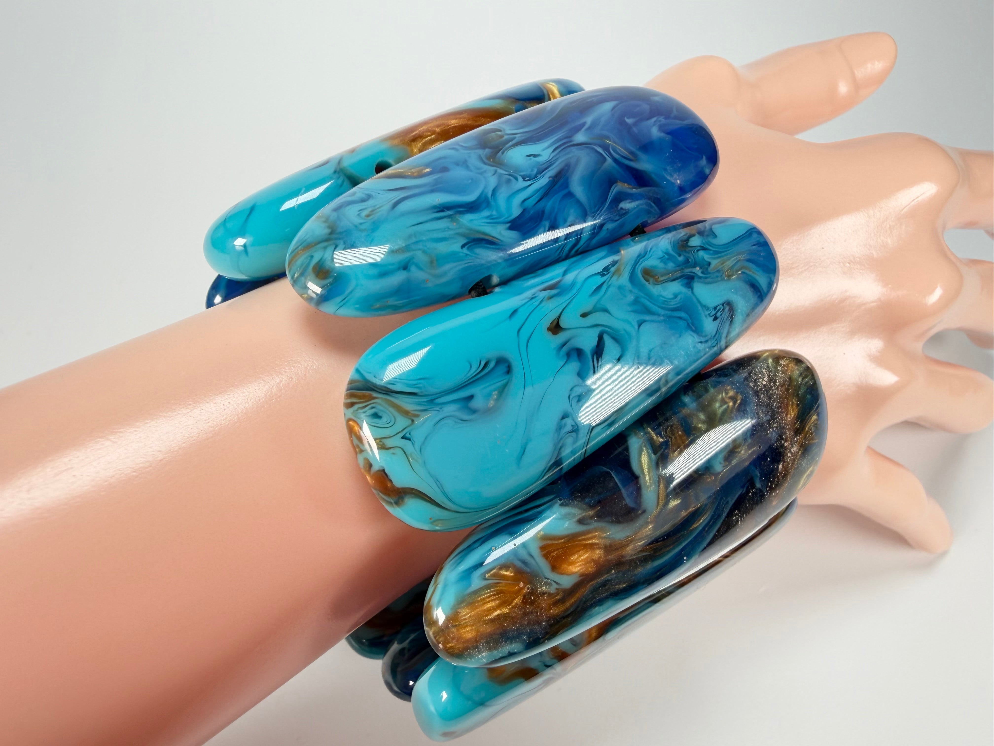 Sobral - Noite Estrelada "Leaf" Elasticated Resin Bracelet ( 005520 )