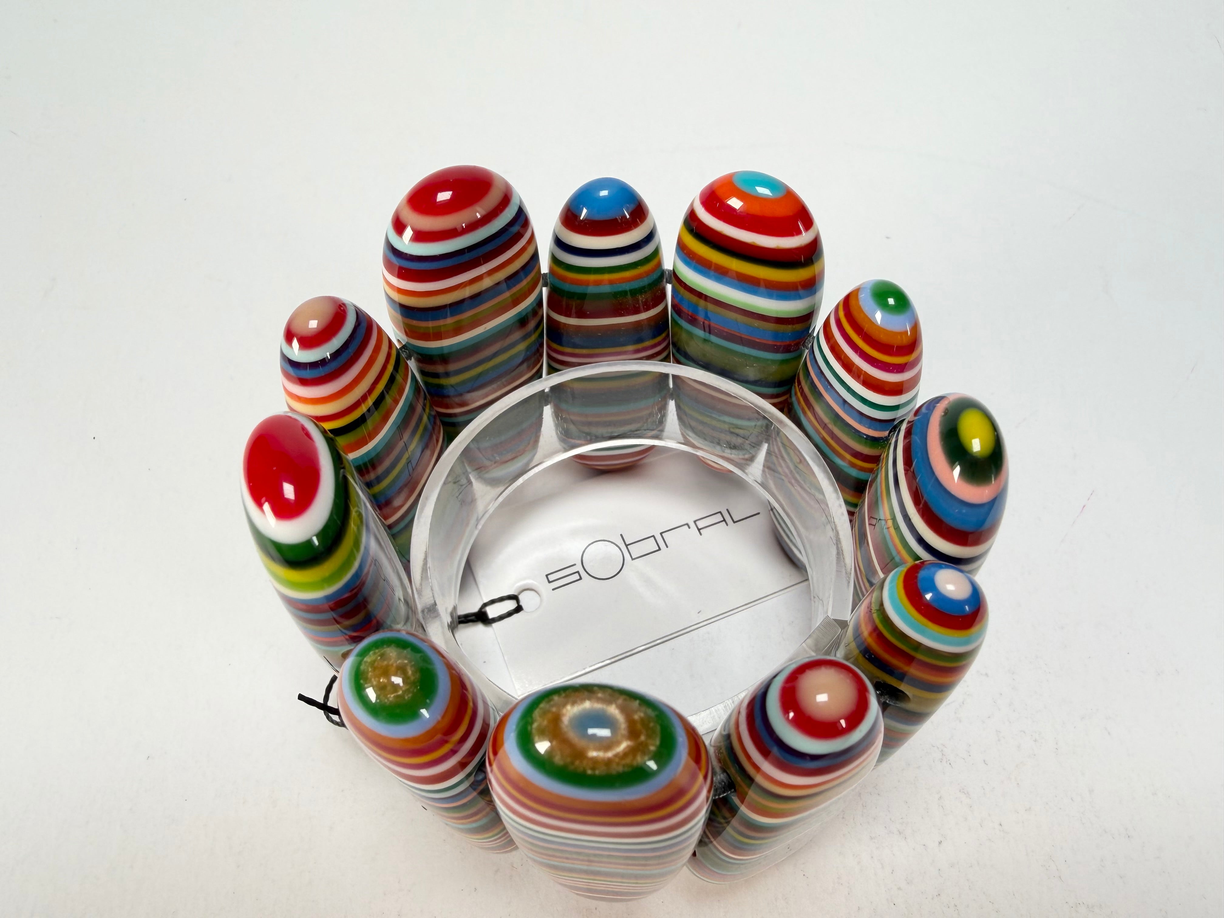 Sobral - Pop Art "Leaf" Elasticated Resin Bracelet ( 005520 )