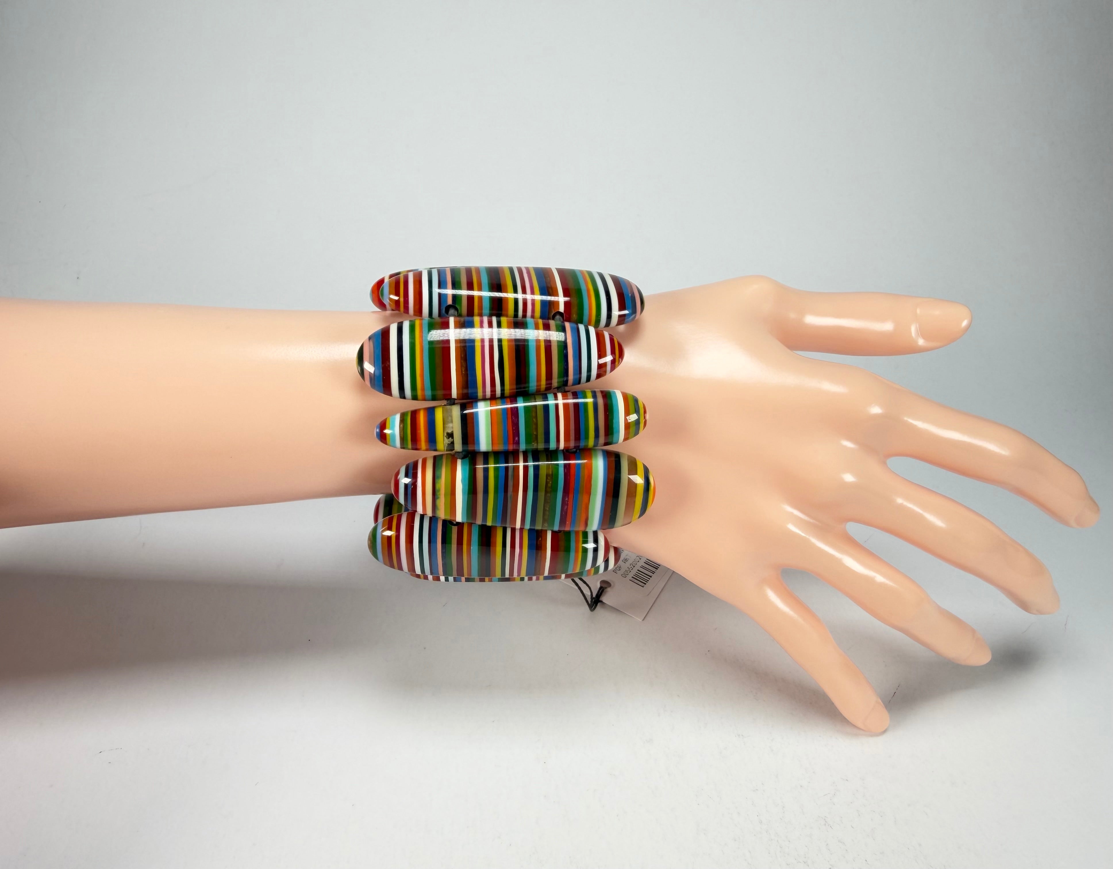 Sobral - Pop Art "Leaf" Elasticated Resin Bracelet ( 005520 )