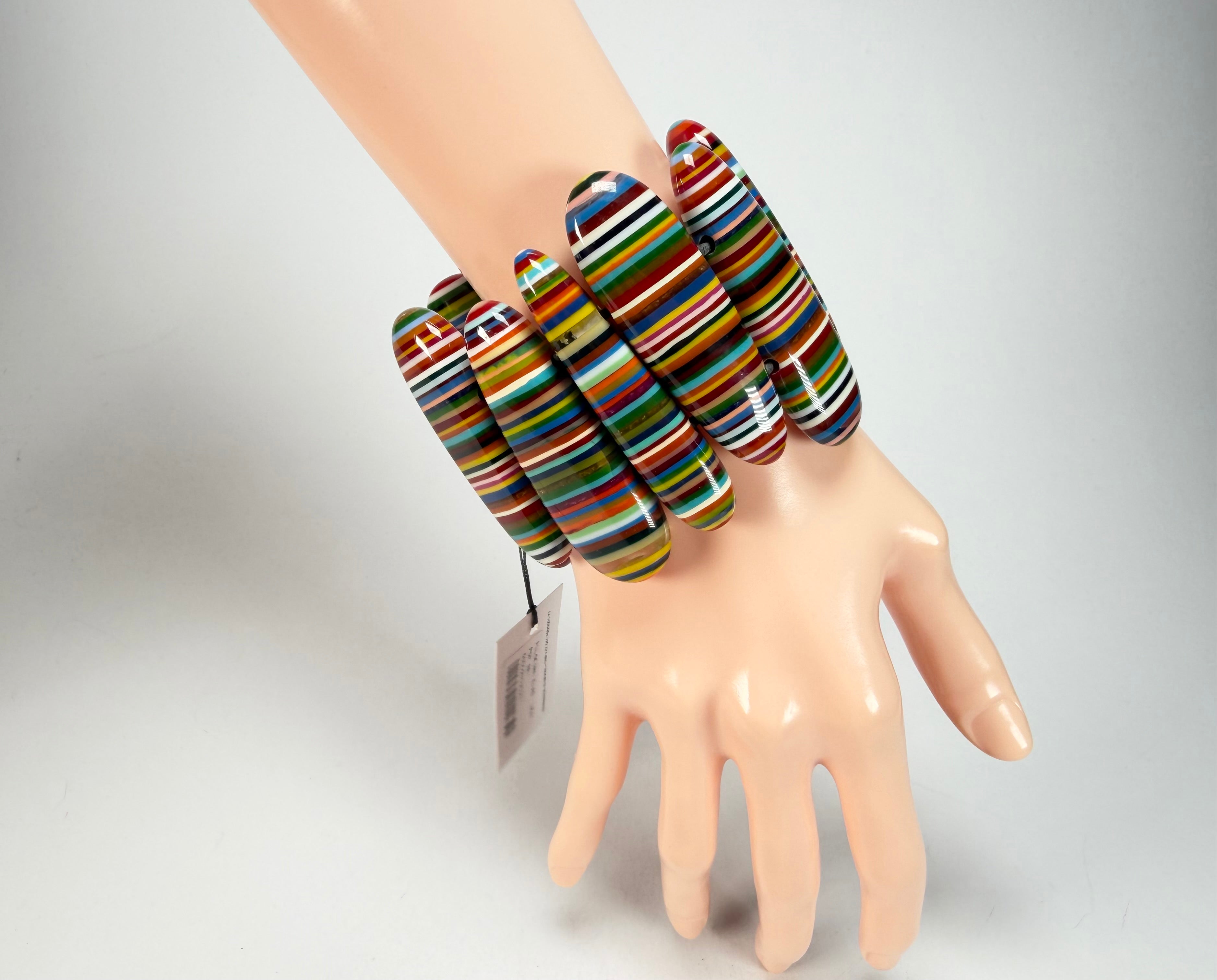 Sobral - Pop Art "Leaf" Elasticated Resin Bracelet ( 005520 )