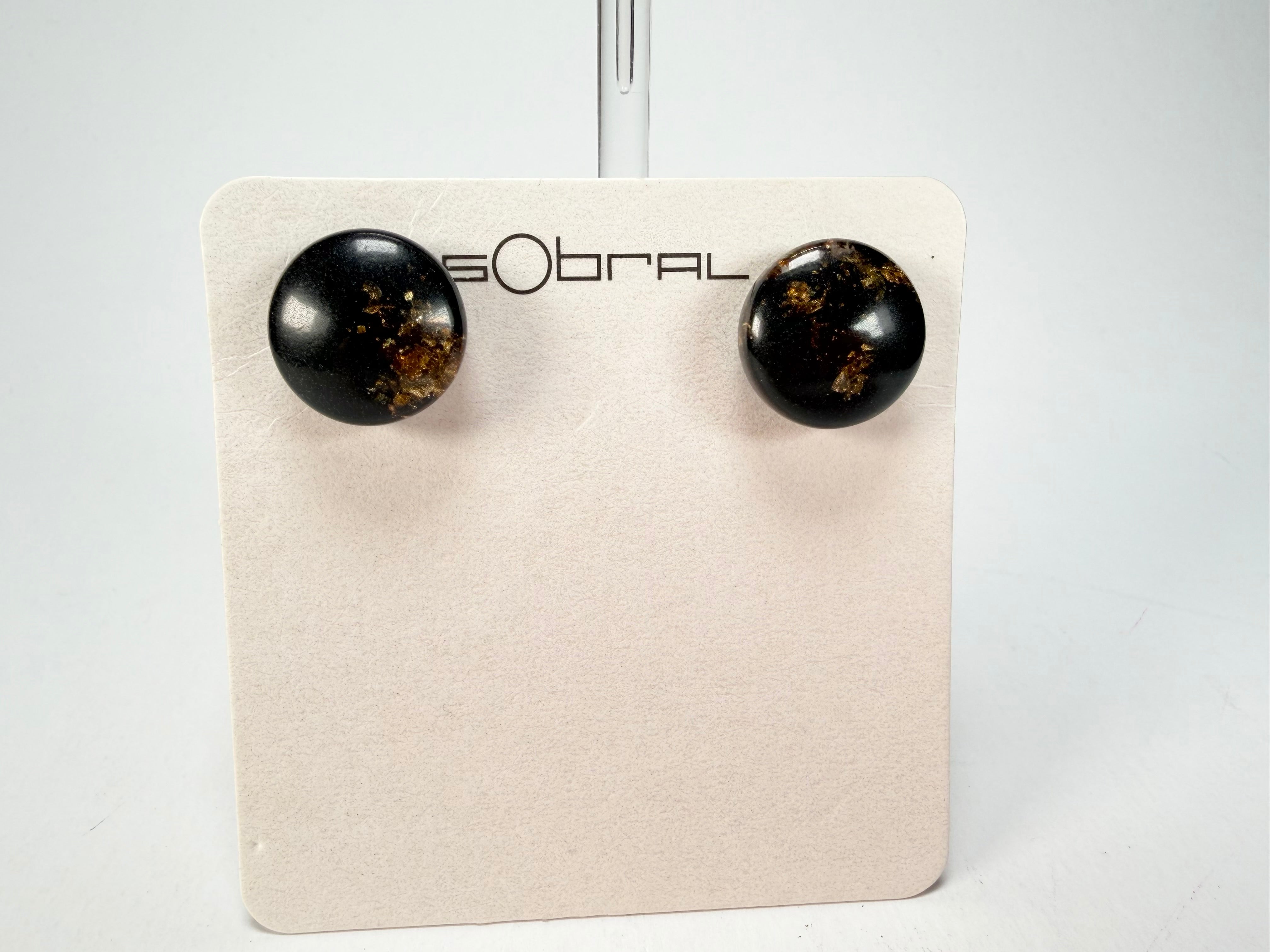 Sobral - Orlando Metalique "Bia" Black & Gold Resin Earrings ( 004186 )
