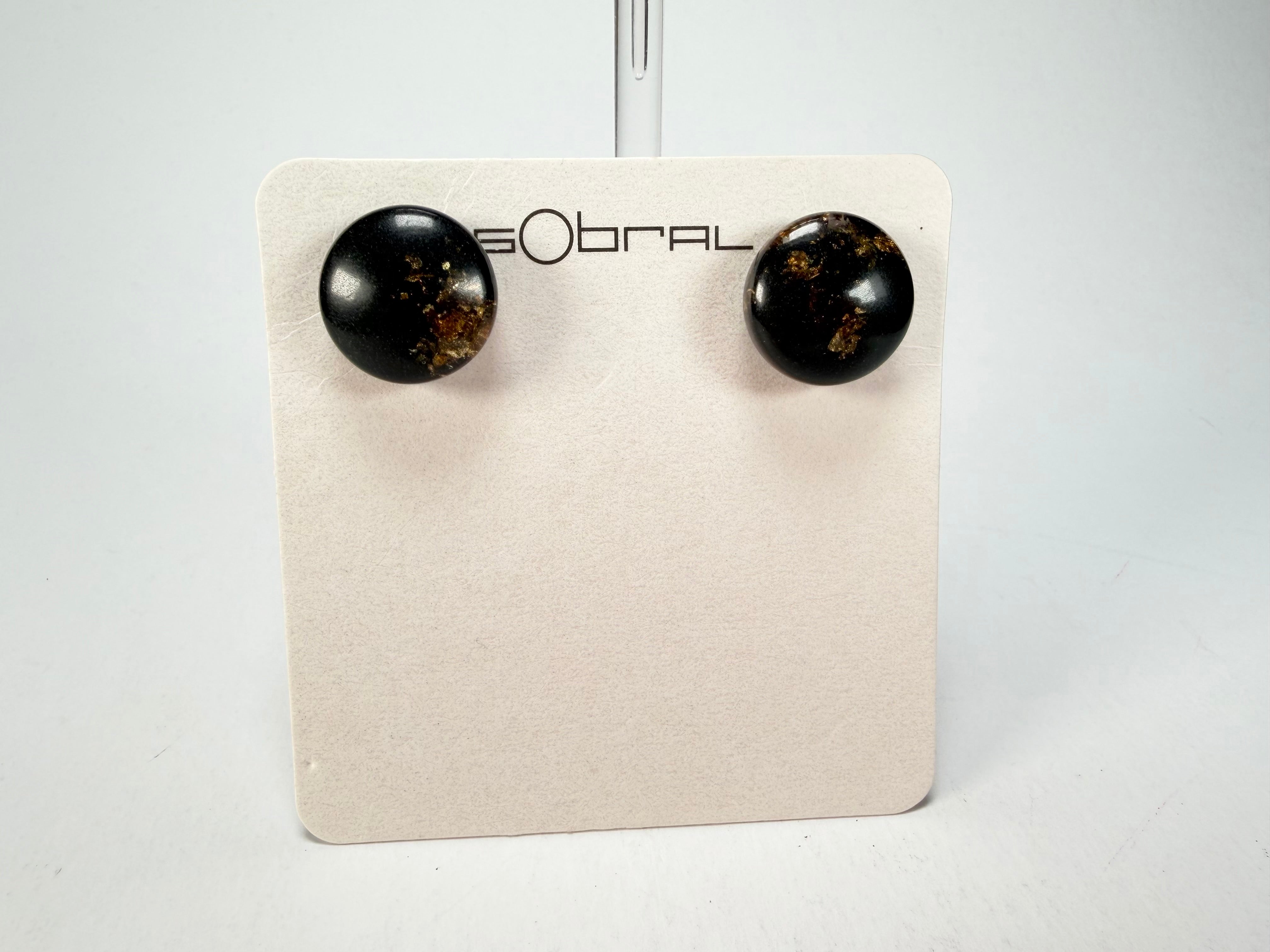 Sobral - Orlando Metalique "Bia" Black & Gold Resin Earrings ( 004186 )