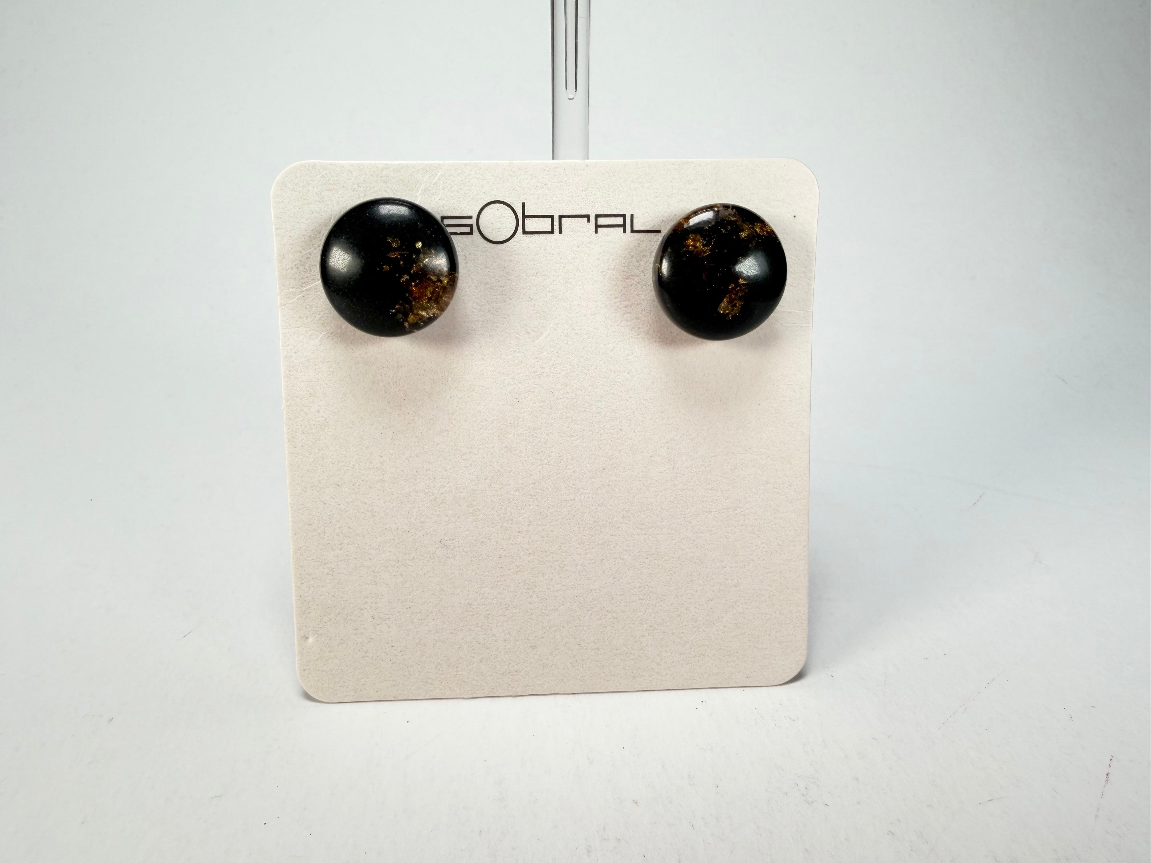 Sobral - Orlando Metalique "Bia" Black & Gold Resin Earrings ( 004186 )