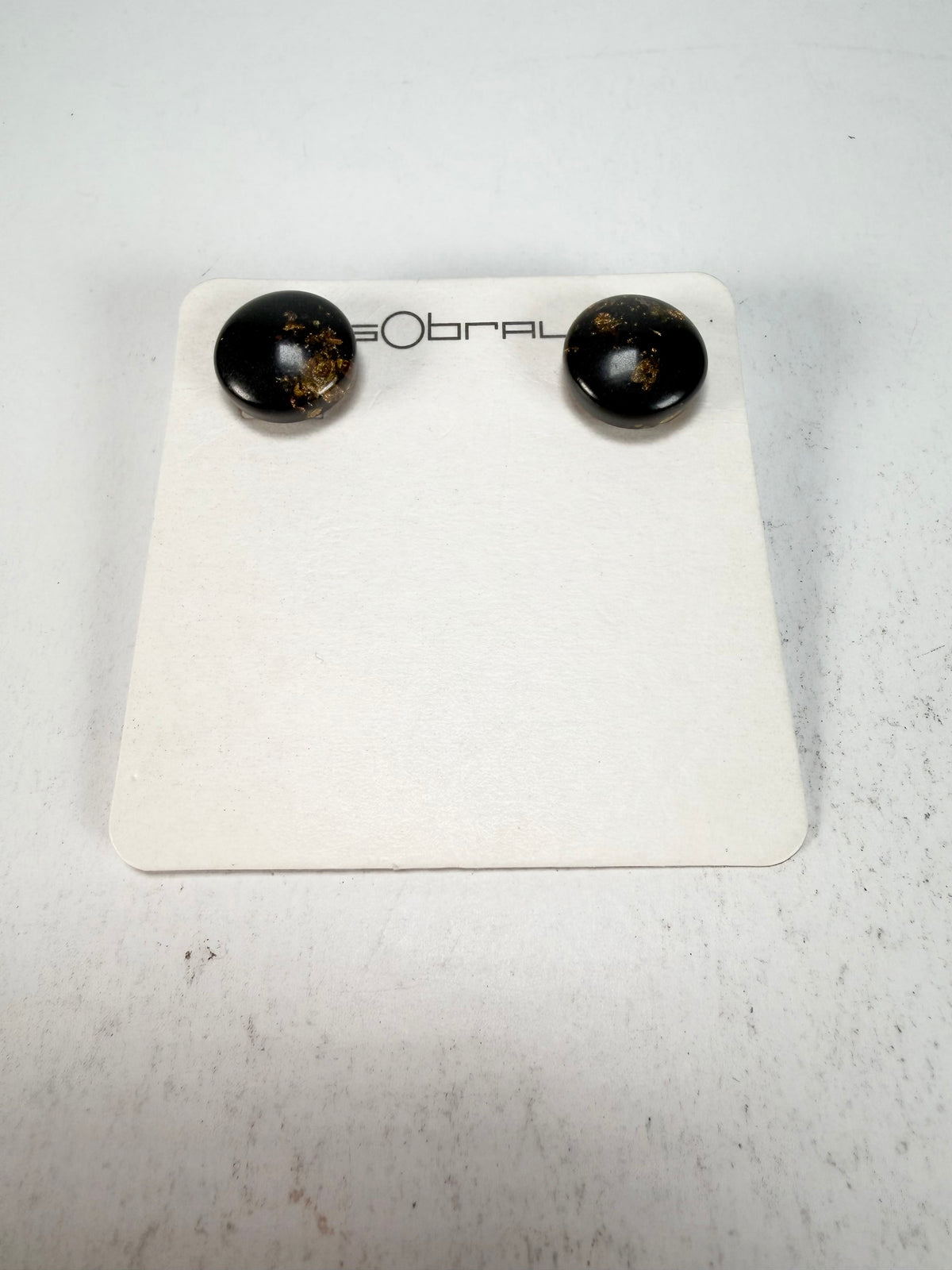 Sobral - Orlando Metalique "Bia" Black & Gold Resin Earrings ( 004186 )