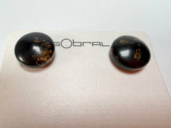 Sobral - Orlando Metalique "Bia" Black & Gold Resin Earrings ( 004186 )