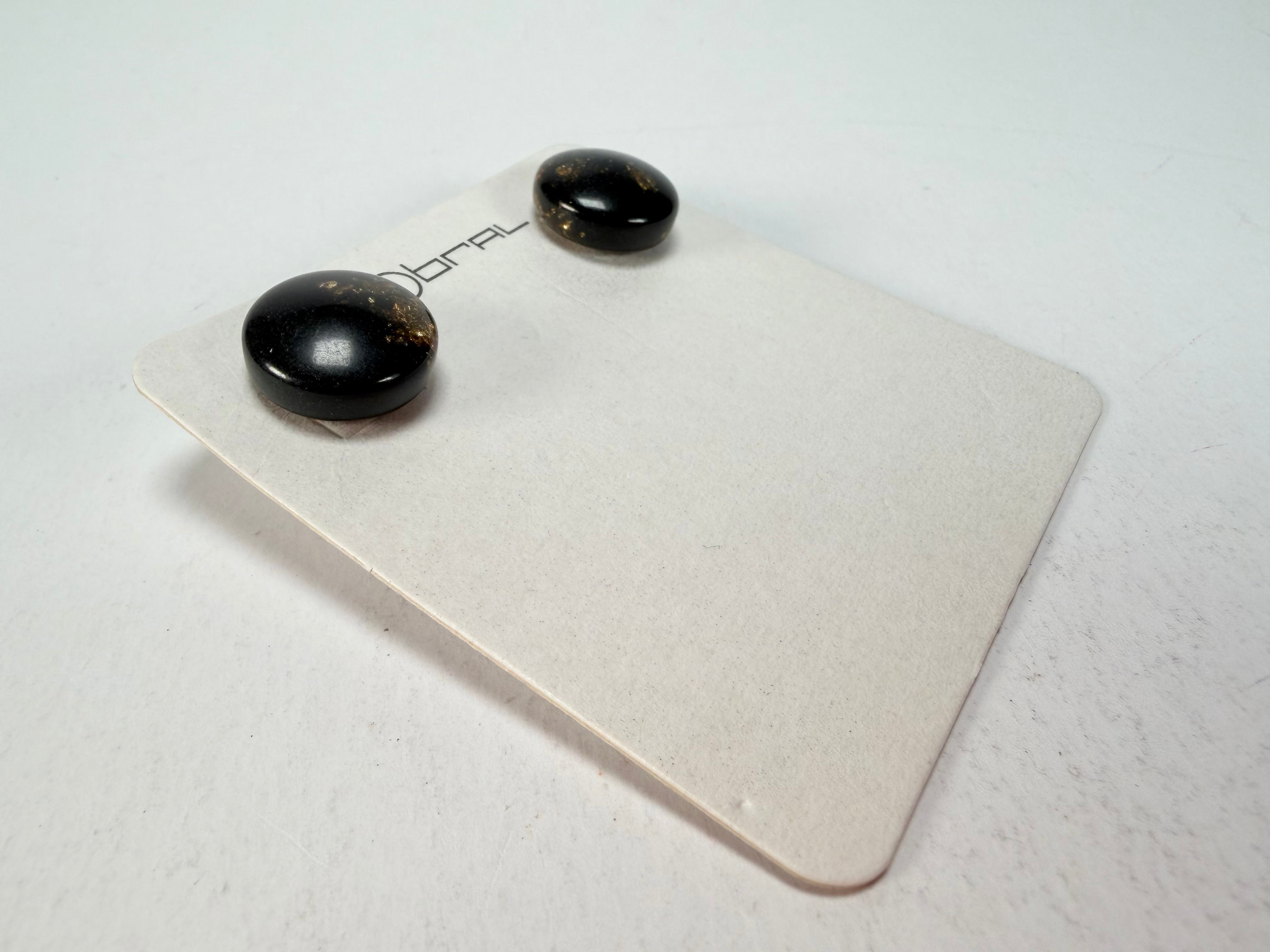 Sobral - Orlando Metalique "Bia" Black & Gold Resin Earrings ( 004186 )