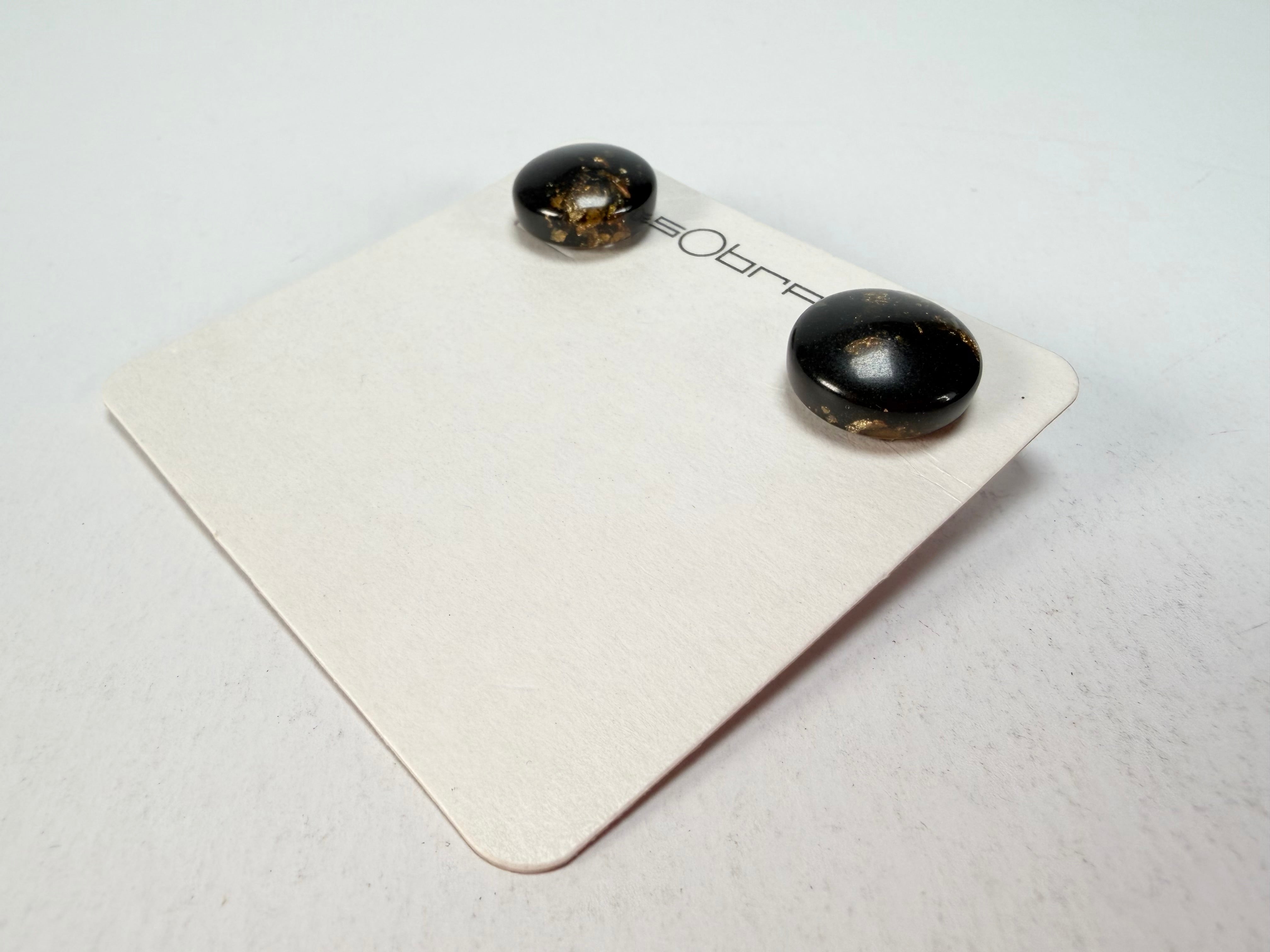 Sobral - Orlando Metalique "Bia" Black & Gold Resin Earrings ( 004186 )