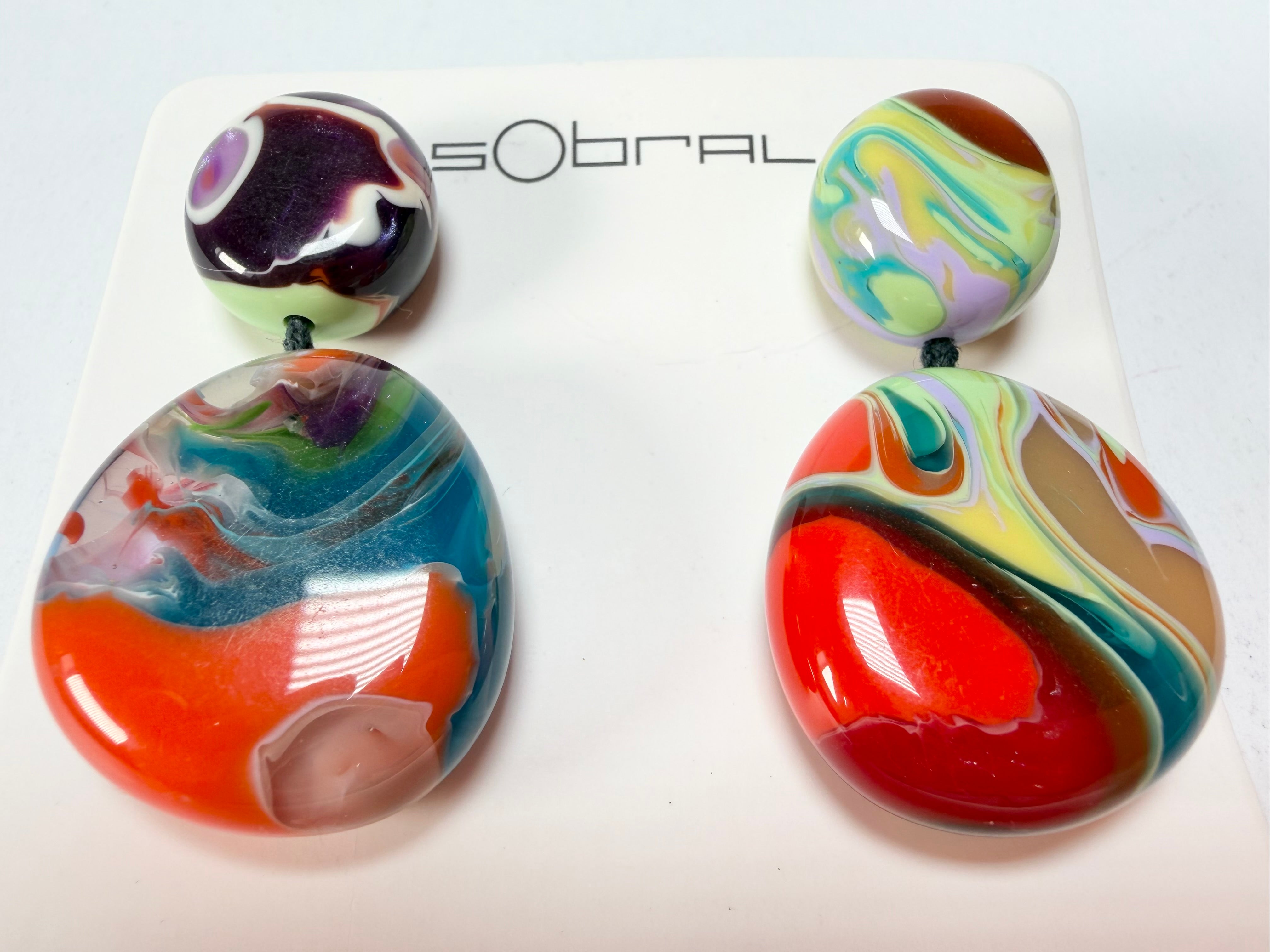 Sobral - Multi-Colour "Moni " Pollock Resin Earrings ( 004904 )