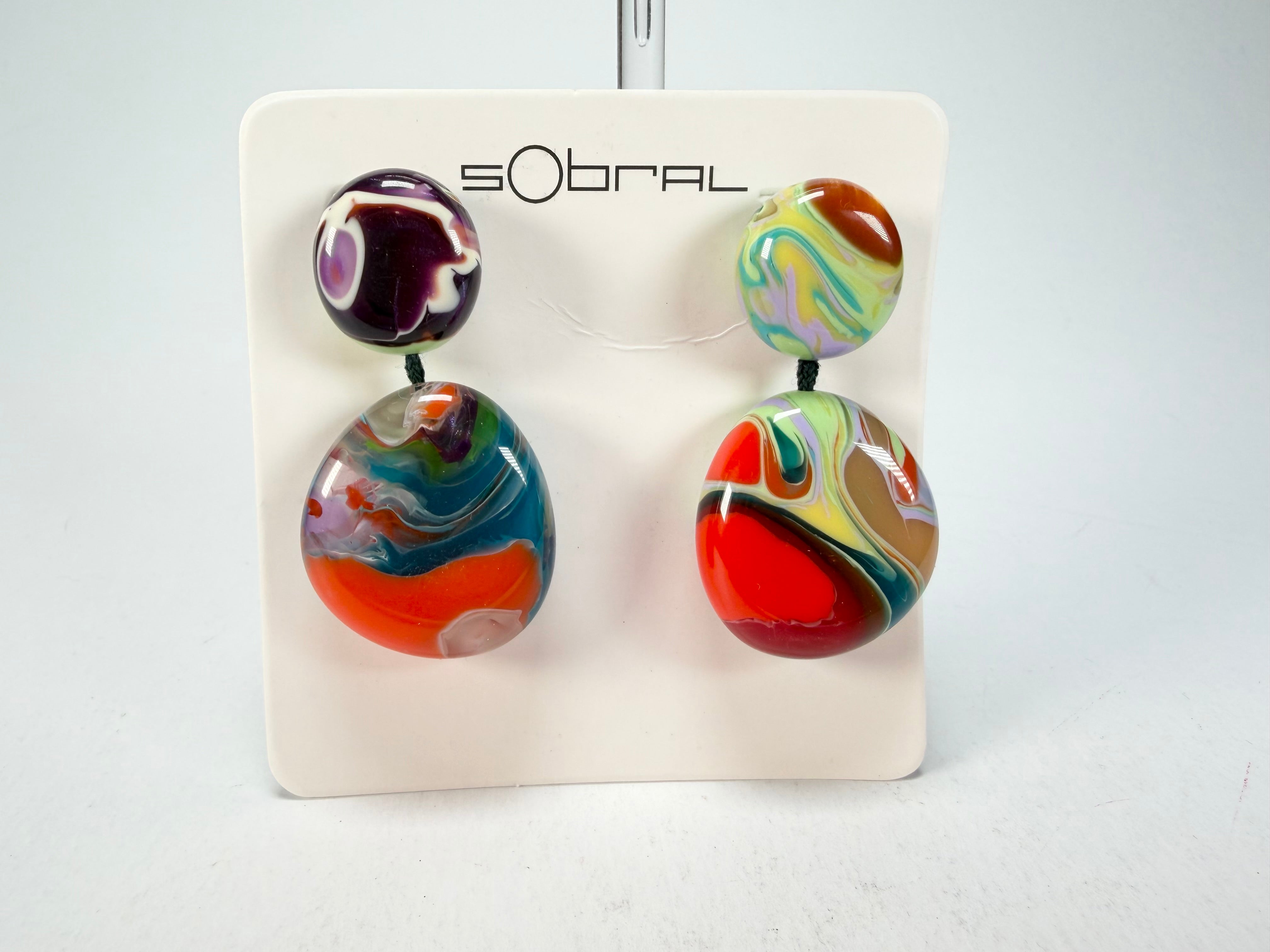 Sobral - Multi-Colour "Moni " Pollock Resin Earrings ( 004904 )