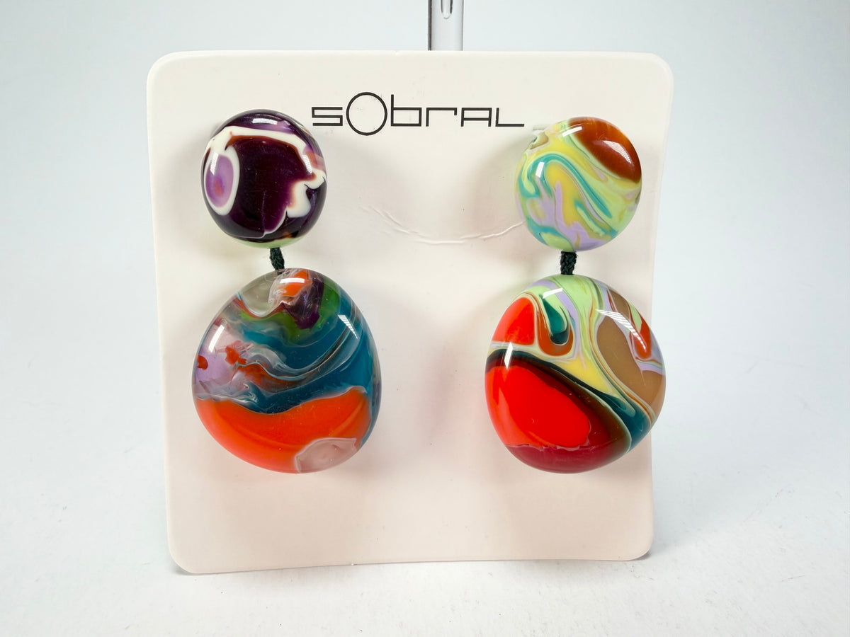 Sobral - Multi-Colour "Moni " Pollock Resin Earrings ( 004904 )