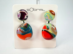 Sobral - Multi-Colour "Moni " Pollock Resin Earrings ( 004904 )