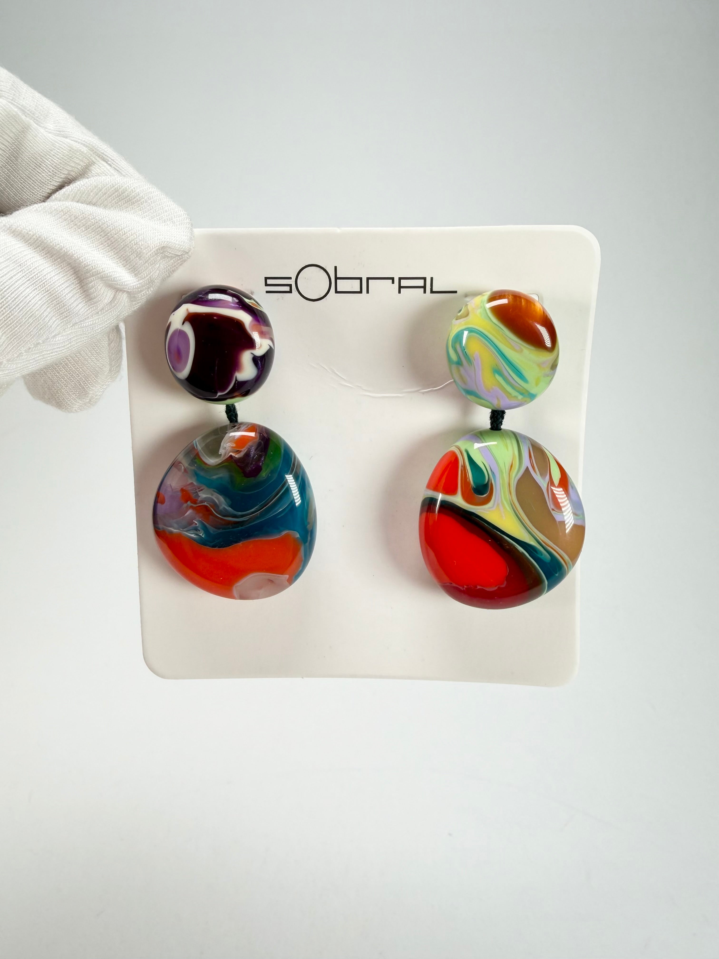 Sobral - Multi-Colour "Moni " Pollock Resin Earrings ( 004904 )
