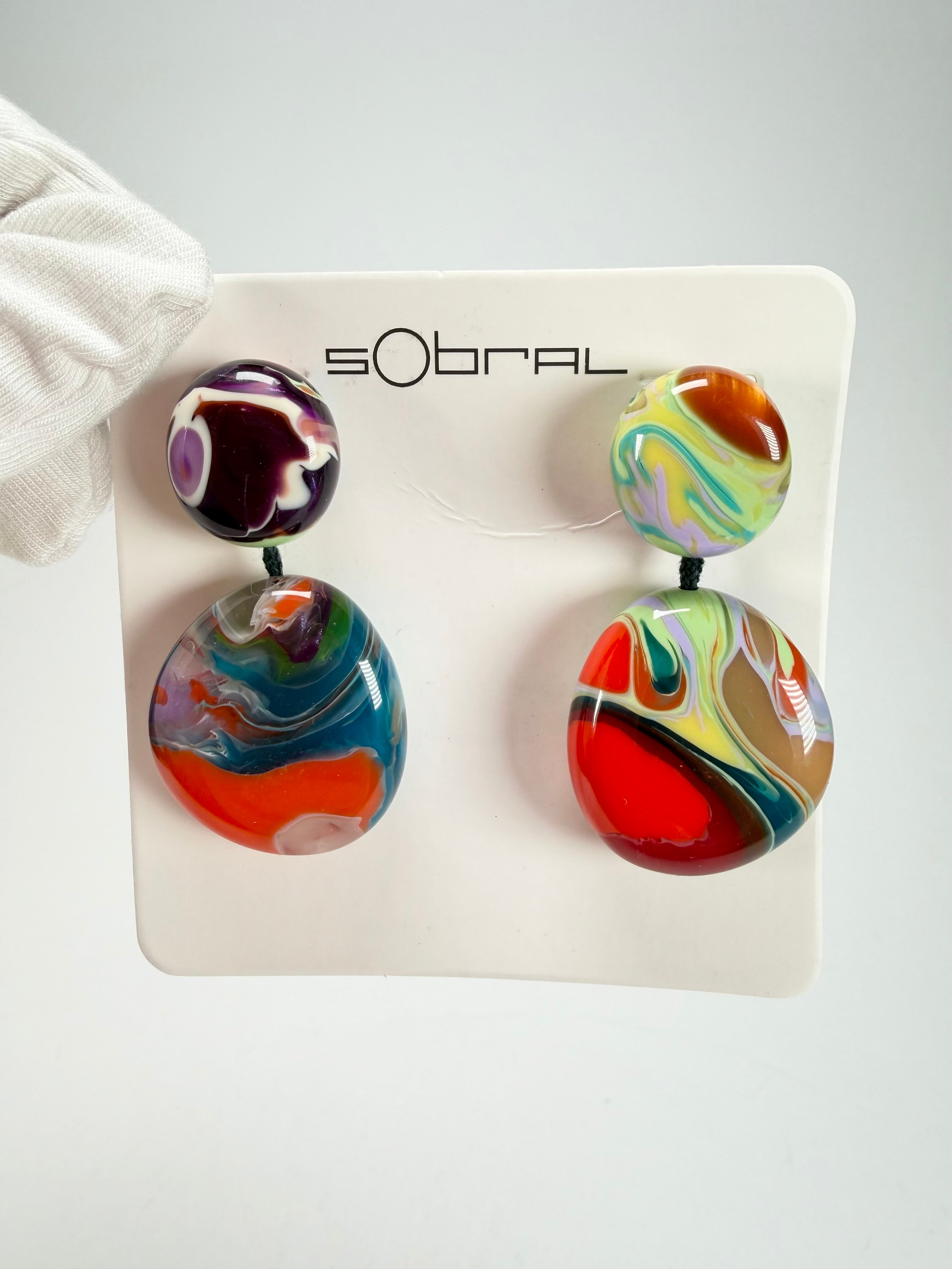 Sobral - Multi-Colour "Moni " Pollock Resin Earrings ( 004904 )