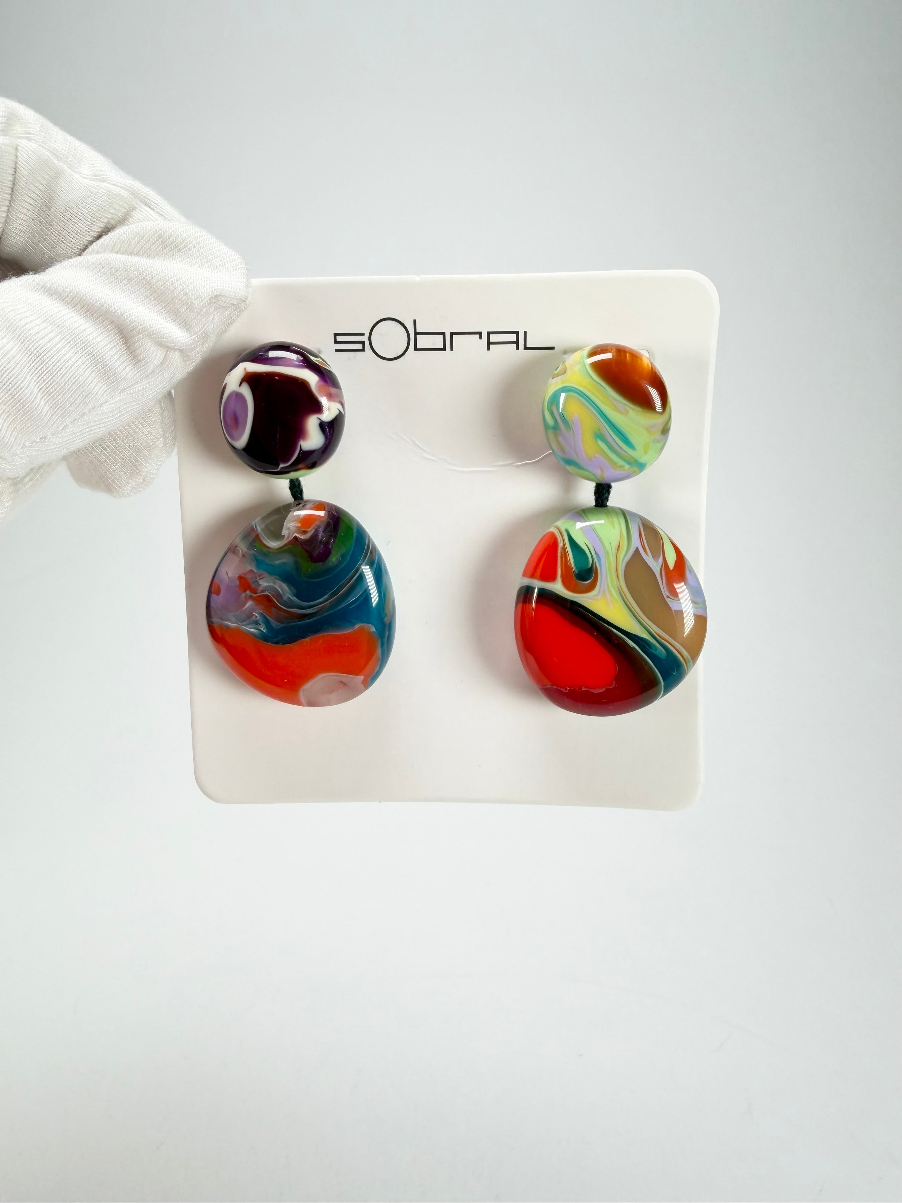Sobral - Multi-Colour "Moni " Pollock Resin Earrings ( 004904 )