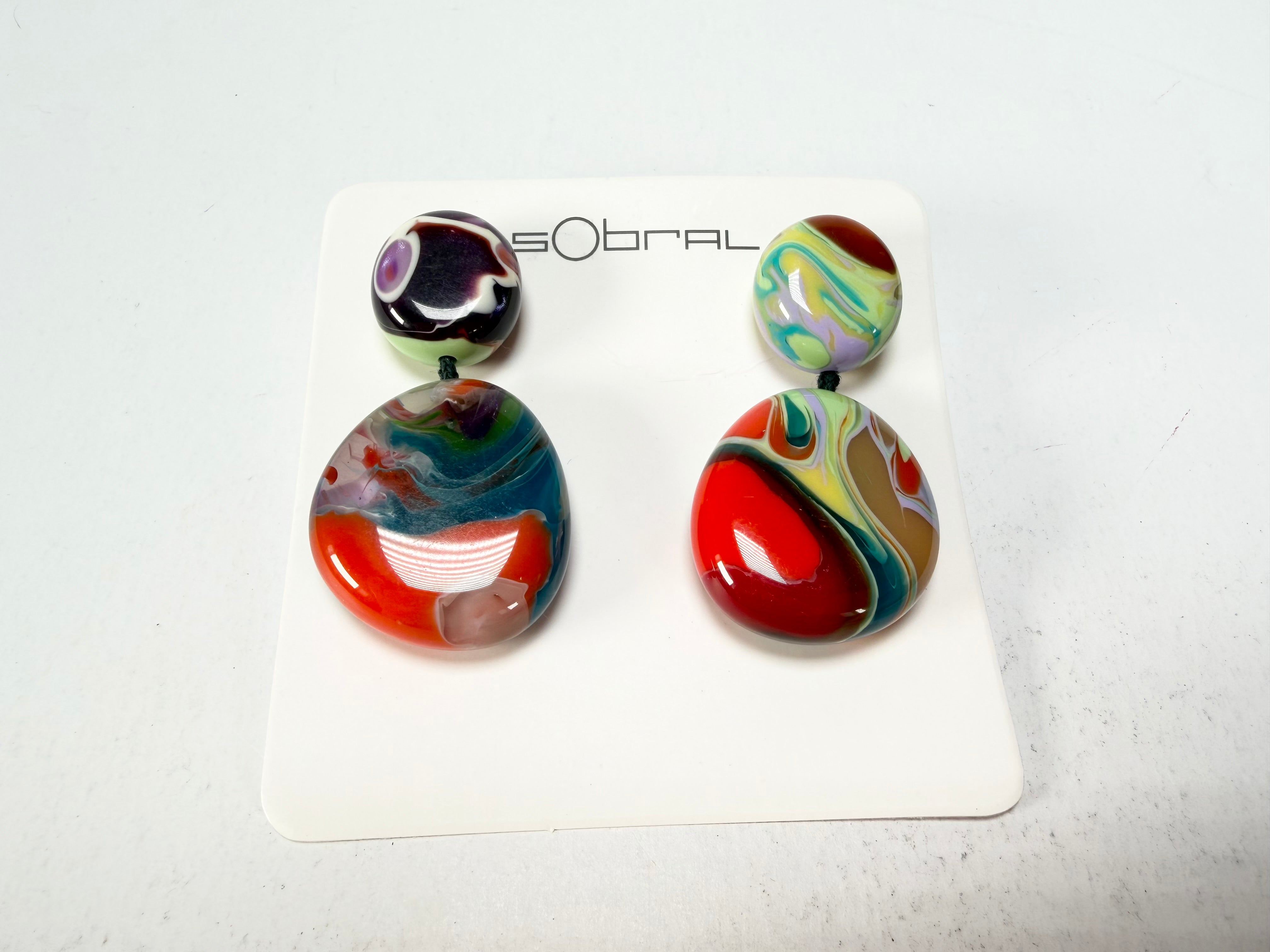Sobral - Multi-Colour "Moni " Pollock Resin Earrings ( 004904 )