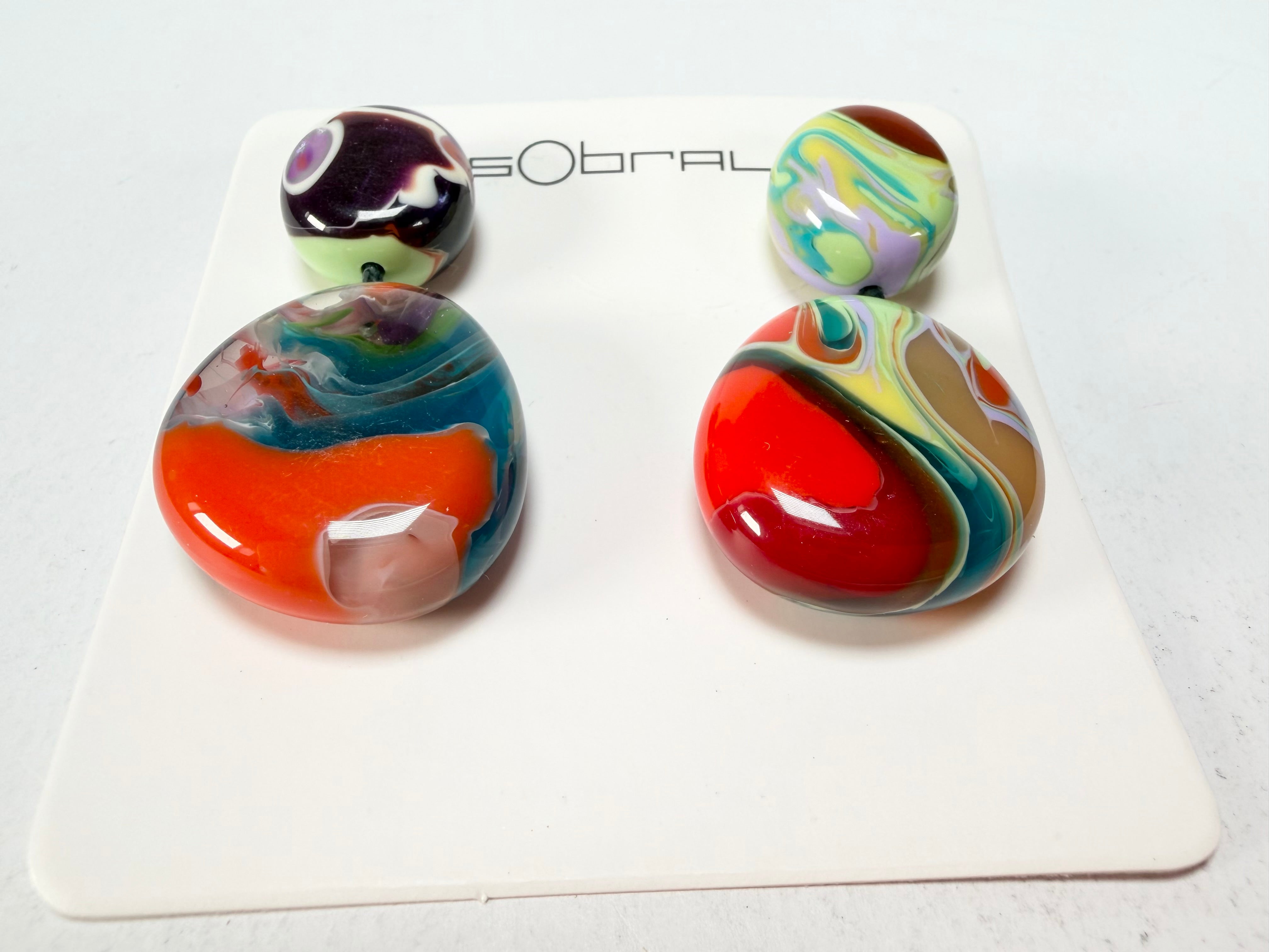 Sobral - Multi-Colour "Moni " Pollock Resin Earrings ( 004904 )