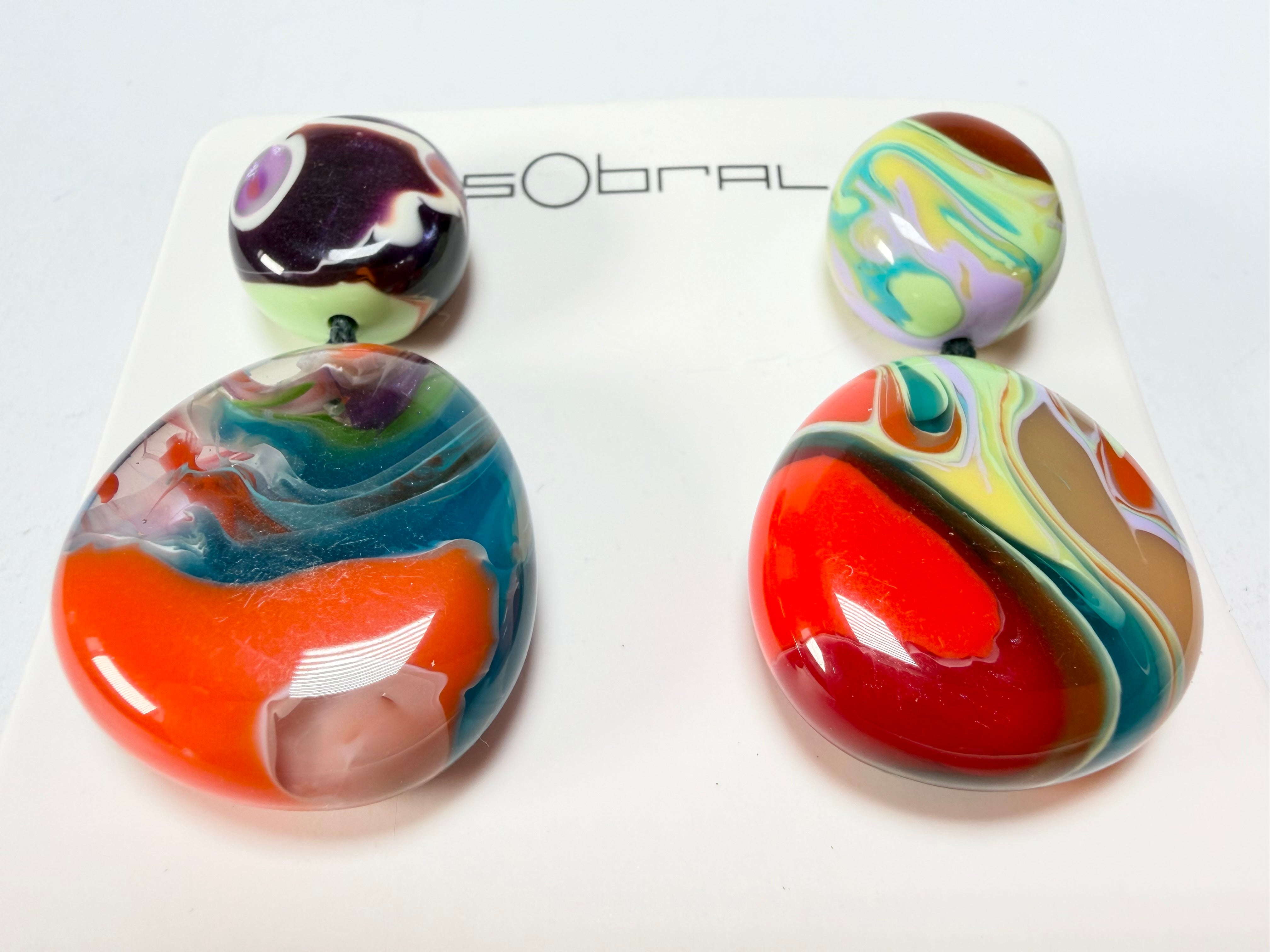 Sobral - Multi-Colour "Moni " Pollock Resin Earrings ( 004904 )