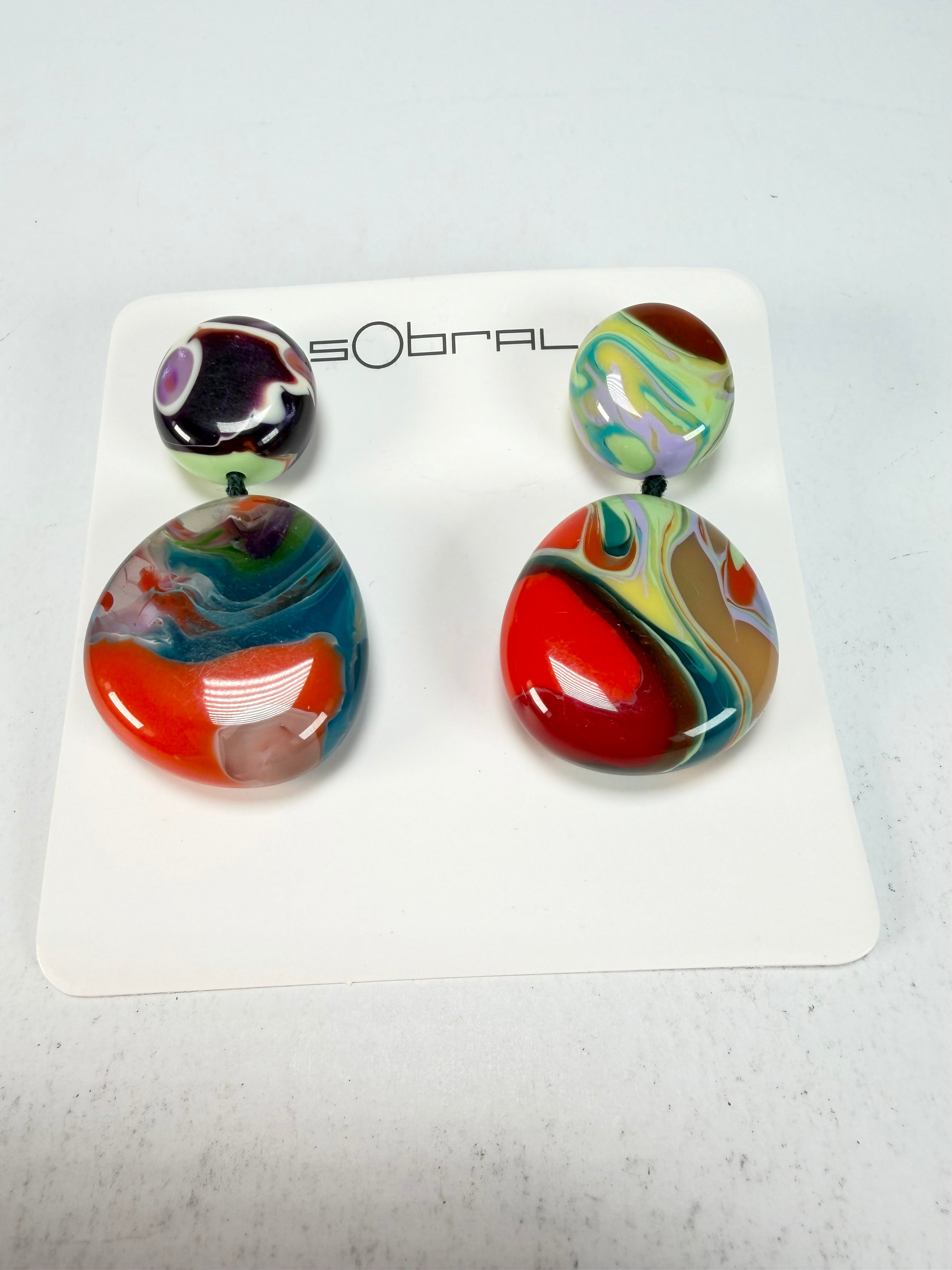 Sobral - Multi-Colour "Moni " Pollock Resin Earrings ( 004904 )