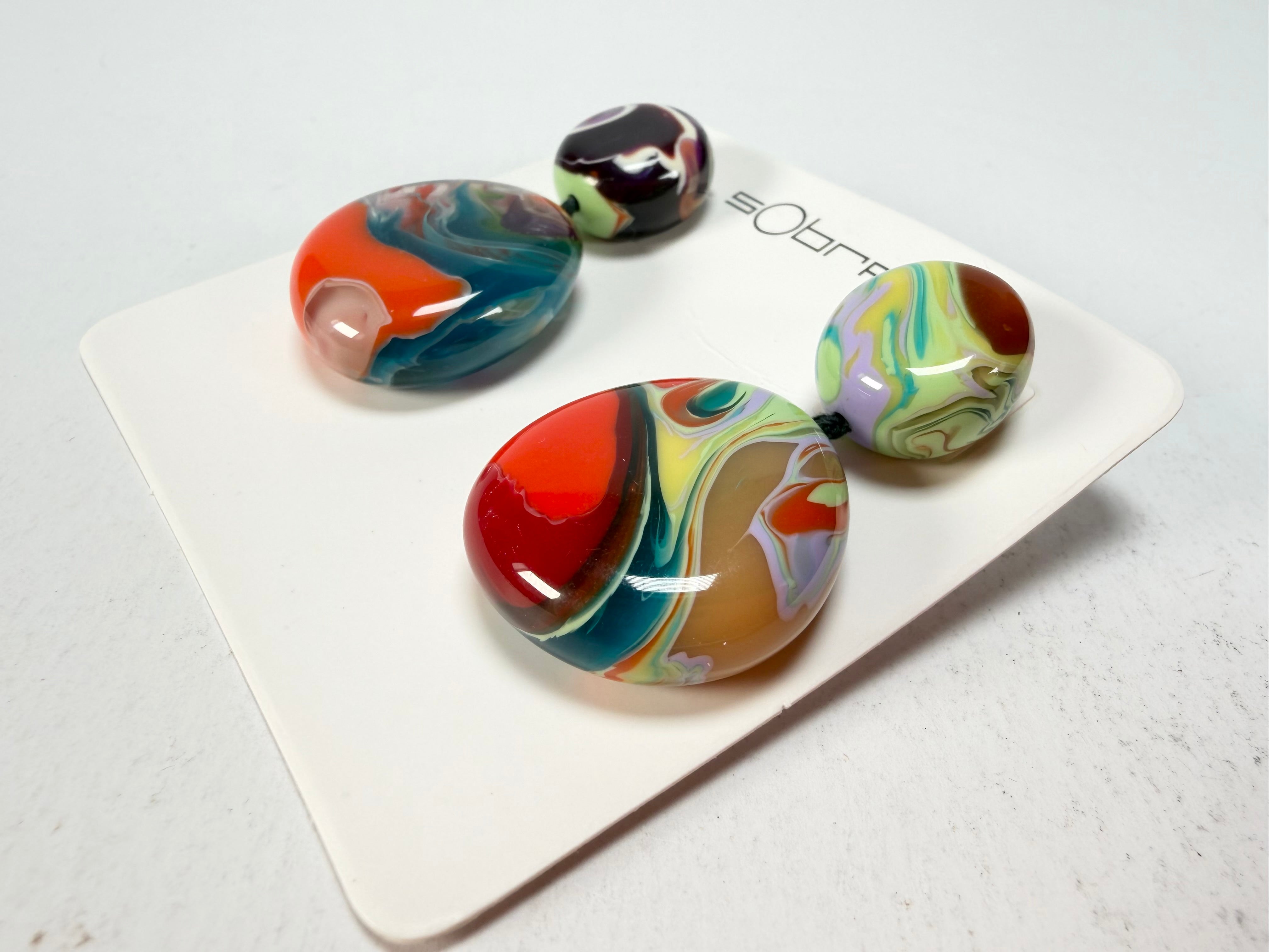 Sobral - Multi-Colour "Moni " Pollock Resin Earrings ( 004904 )