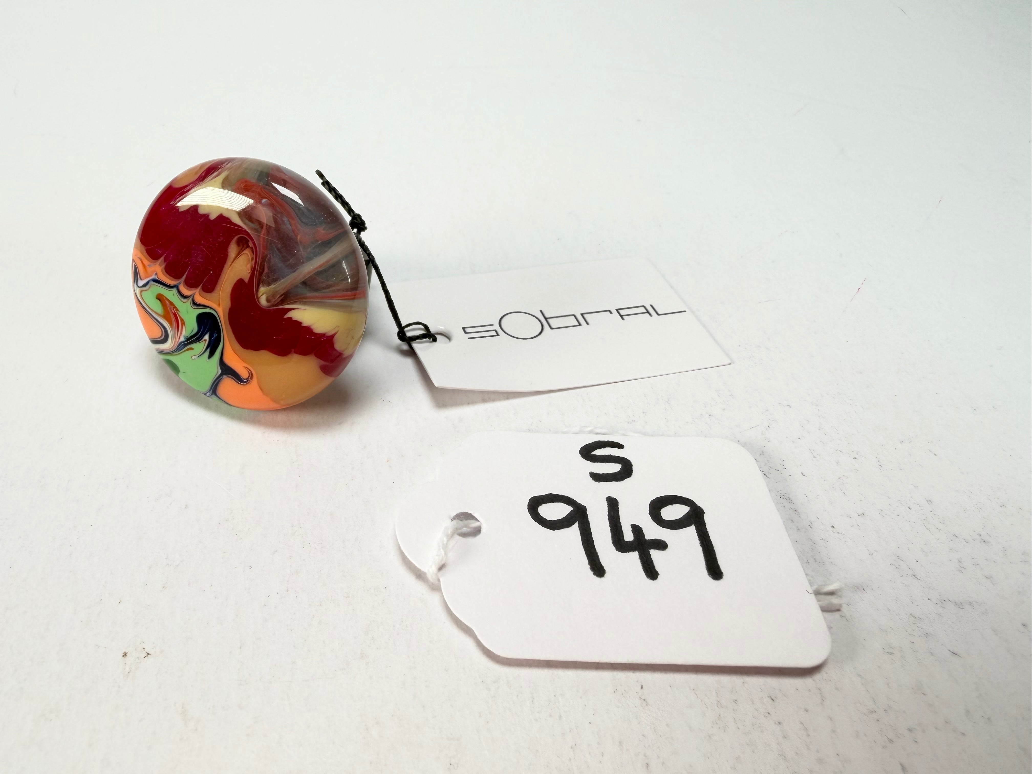 Sobral - Multi-Colour "Bead Efeitos" Pollock Resin Ring ( 004764 ) - Size UK O / US 7