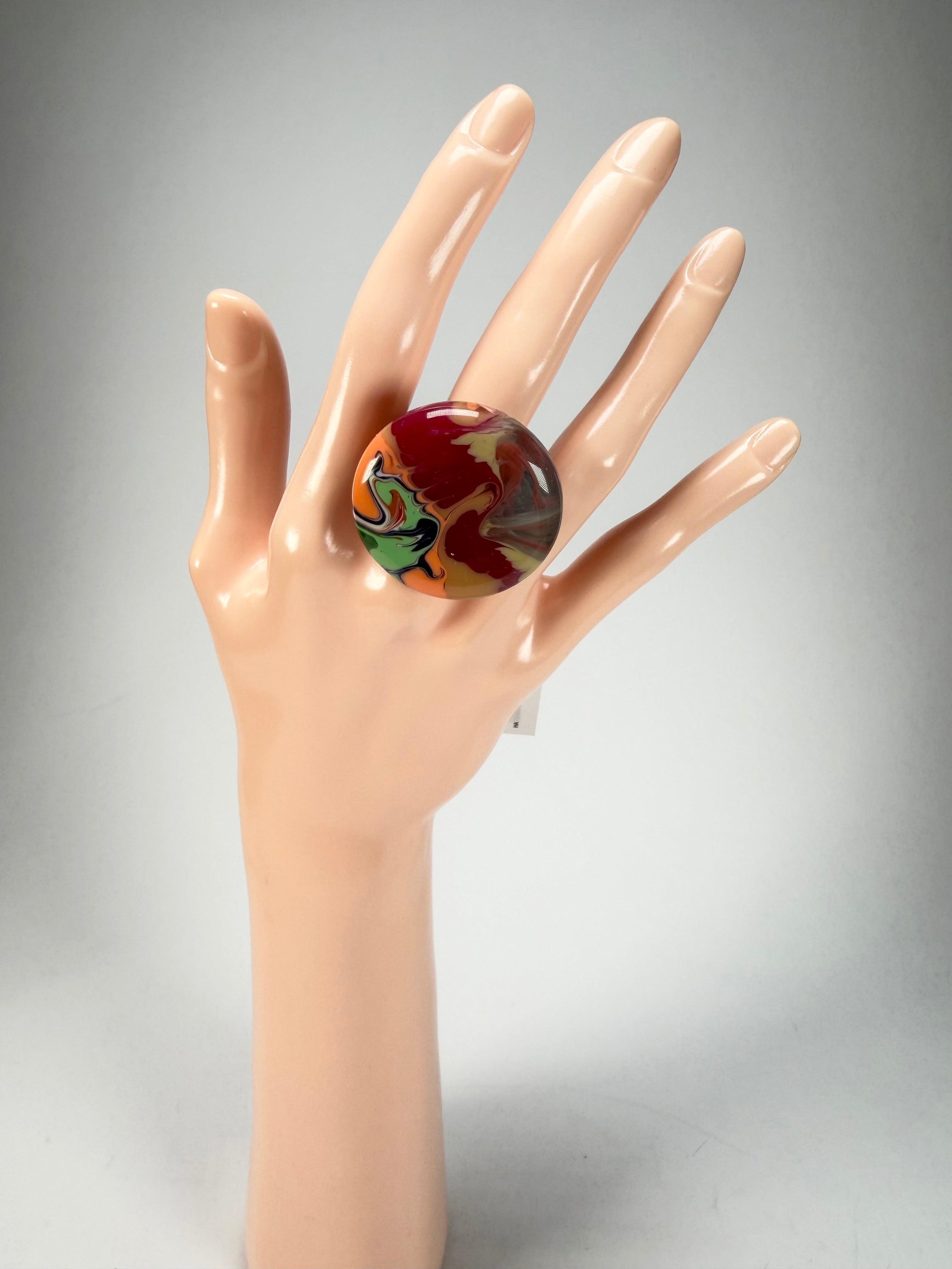Sobral - Multi-Colour "Bead Efeitos" Pollock Resin Ring ( 004764 ) - Size UK O / US 7