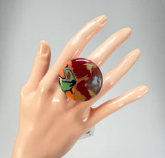 Sobral - Multi-Colour "Bead Efeitos" Pollock Resin Ring ( 004764 ) - Size UK O / US 7
